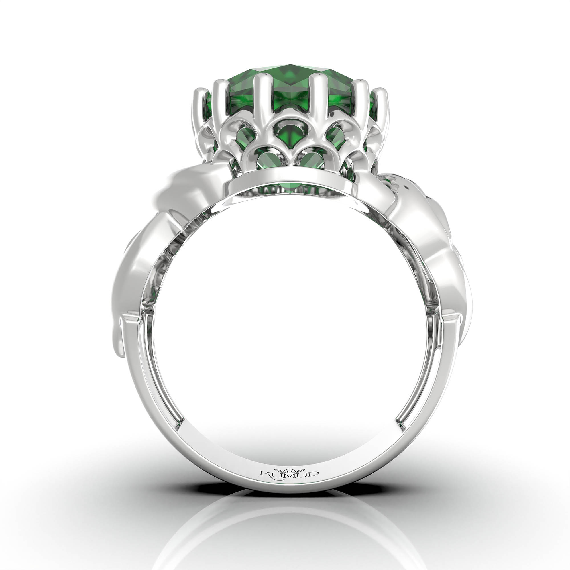 Emerald (Panna) Ring for Women in 925 Sterling Silver – Oval 13x10 mm, Prong Setting, 2.4 g (Design KA-10) thumbnail