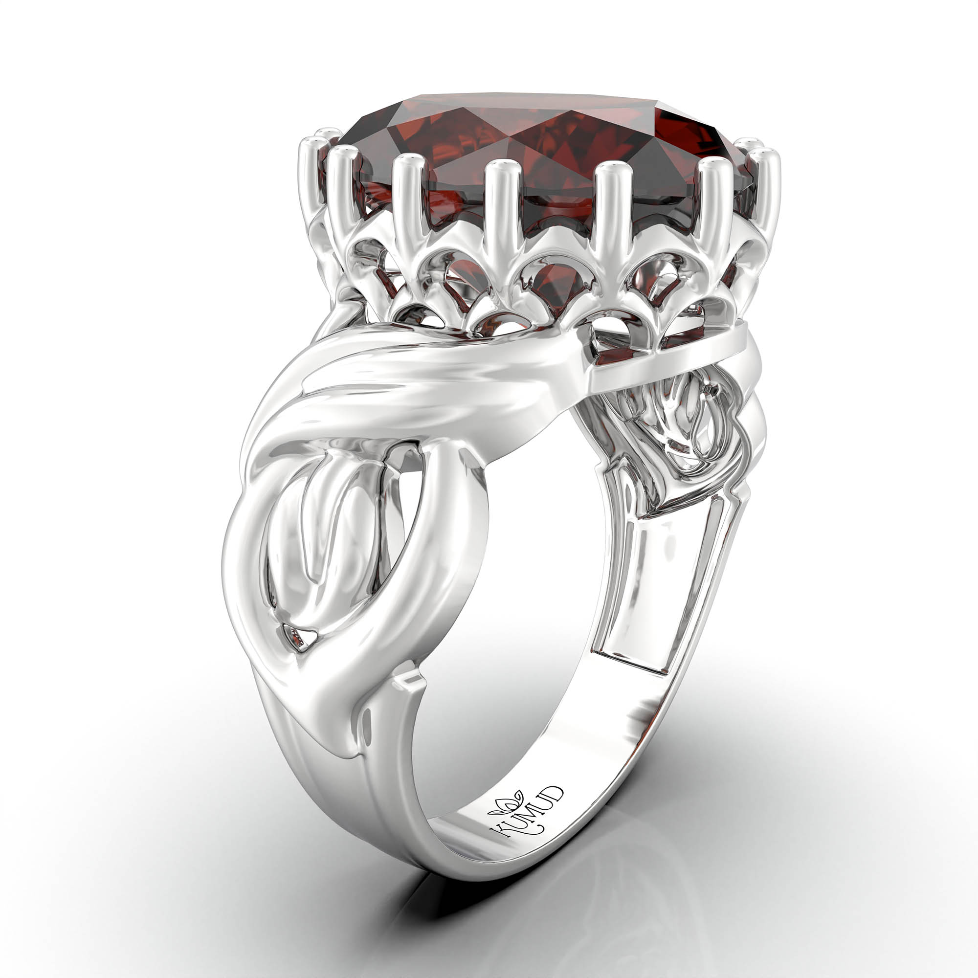 Hessonite (Gomed) Ring for Women in 925 Sterling Silver – Oval 13x10 mm, Prong Setting, 2.4 g (Design KA-10) thumbnail
