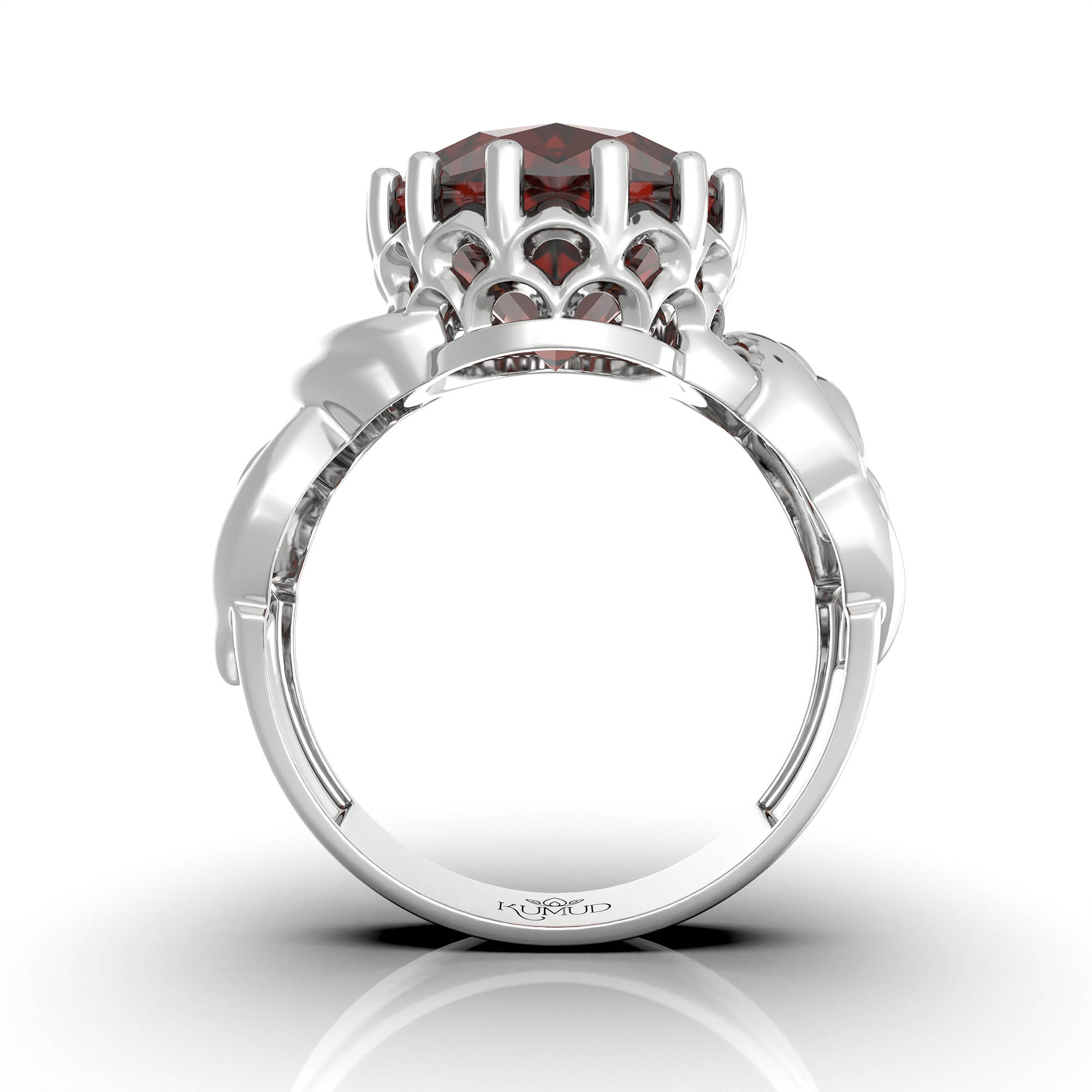 Hessonite (Gomed) Ring for Women in 925 Sterling Silver – Oval 13x10 mm, Prong Setting, 2.4 g (Design KA-10) thumbnail