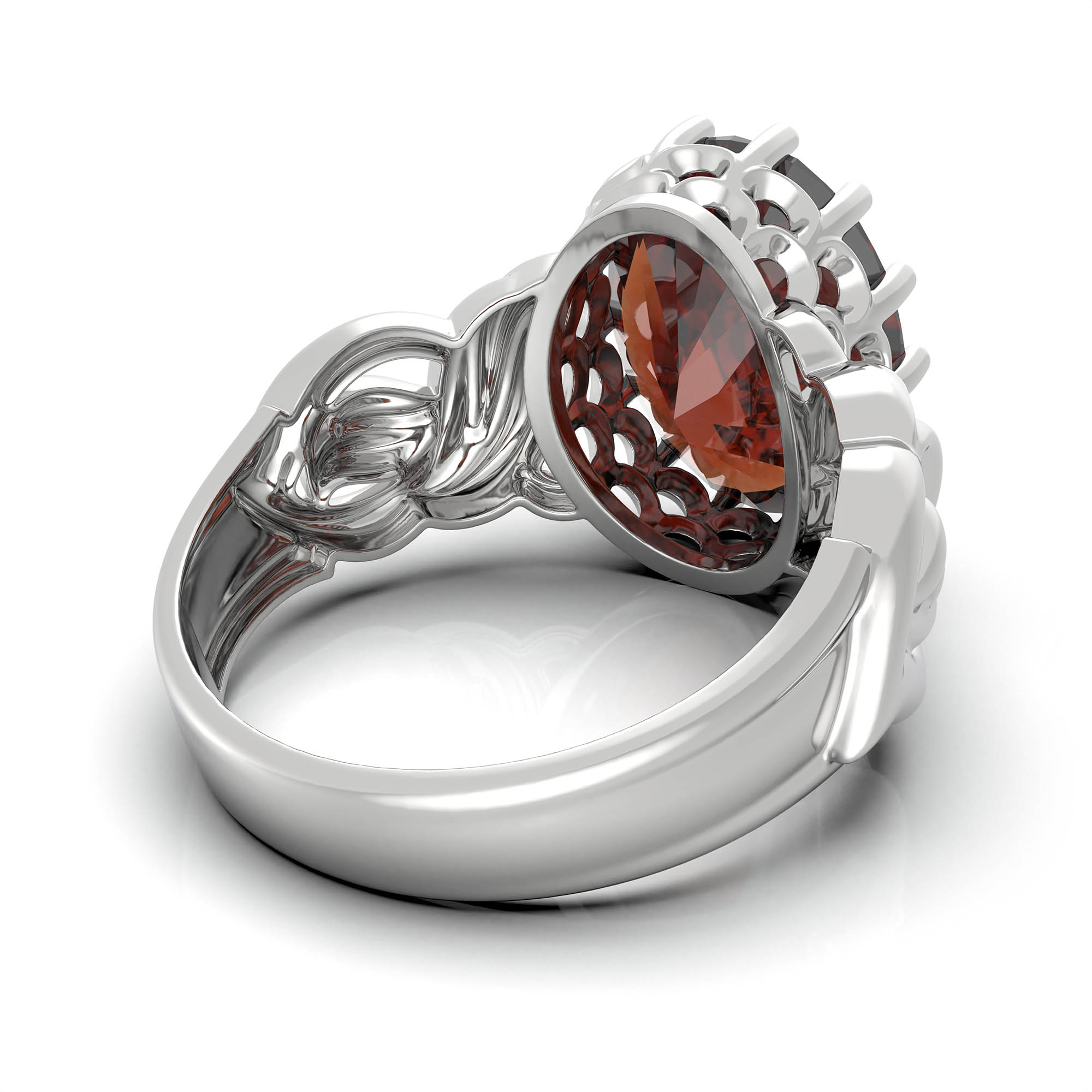 Hessonite (Gomed) Ring for Women in 925 Sterling Silver – Oval 13x10 mm, Prong Setting, 2.4 g (Design KA-10) thumbnail