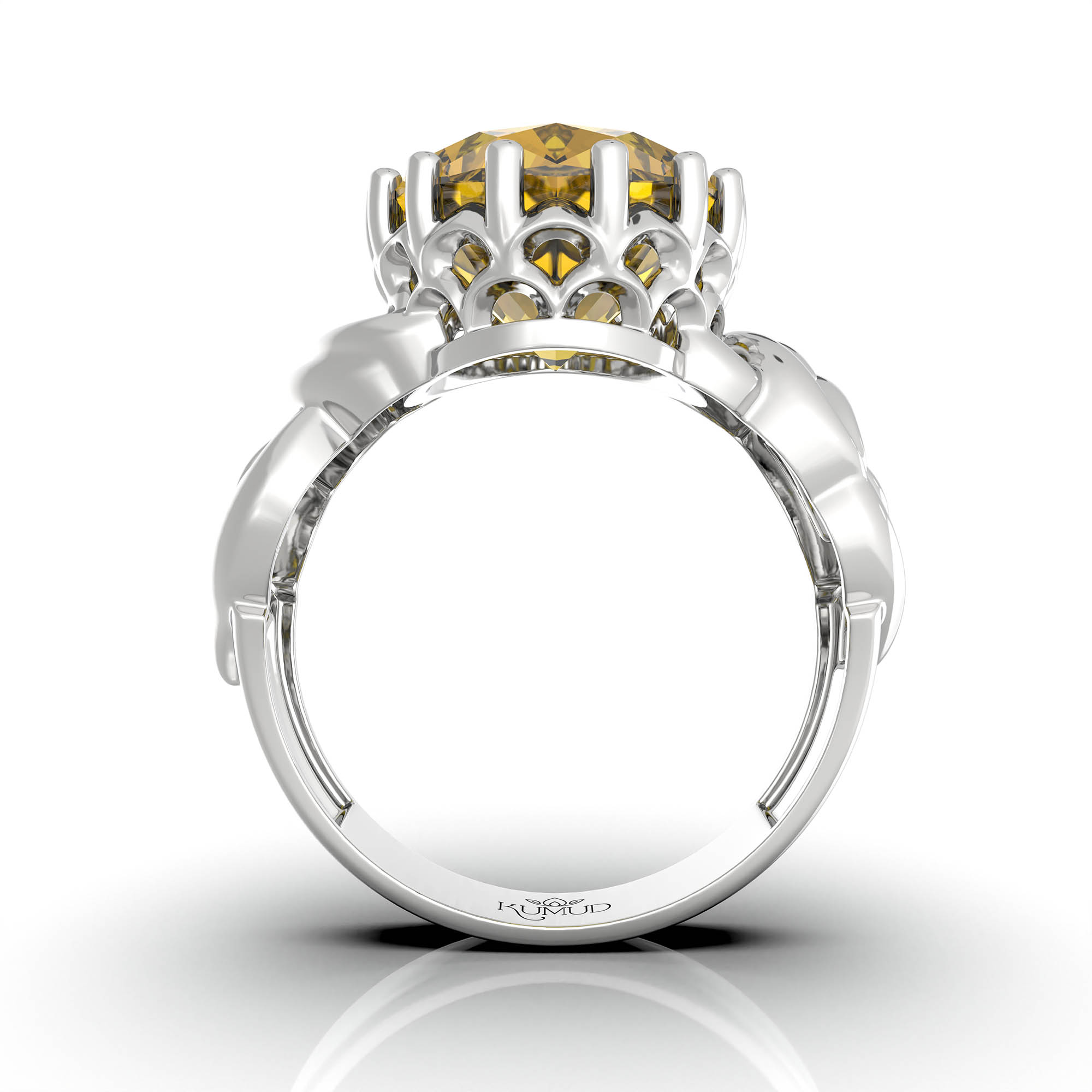 Yellow Sapphire (Pukhraj) Ring for Women in 925 Sterling Silver – Oval 13x10 mm, Prong Setting, 2.4 g (Design KA-10) thumbnail