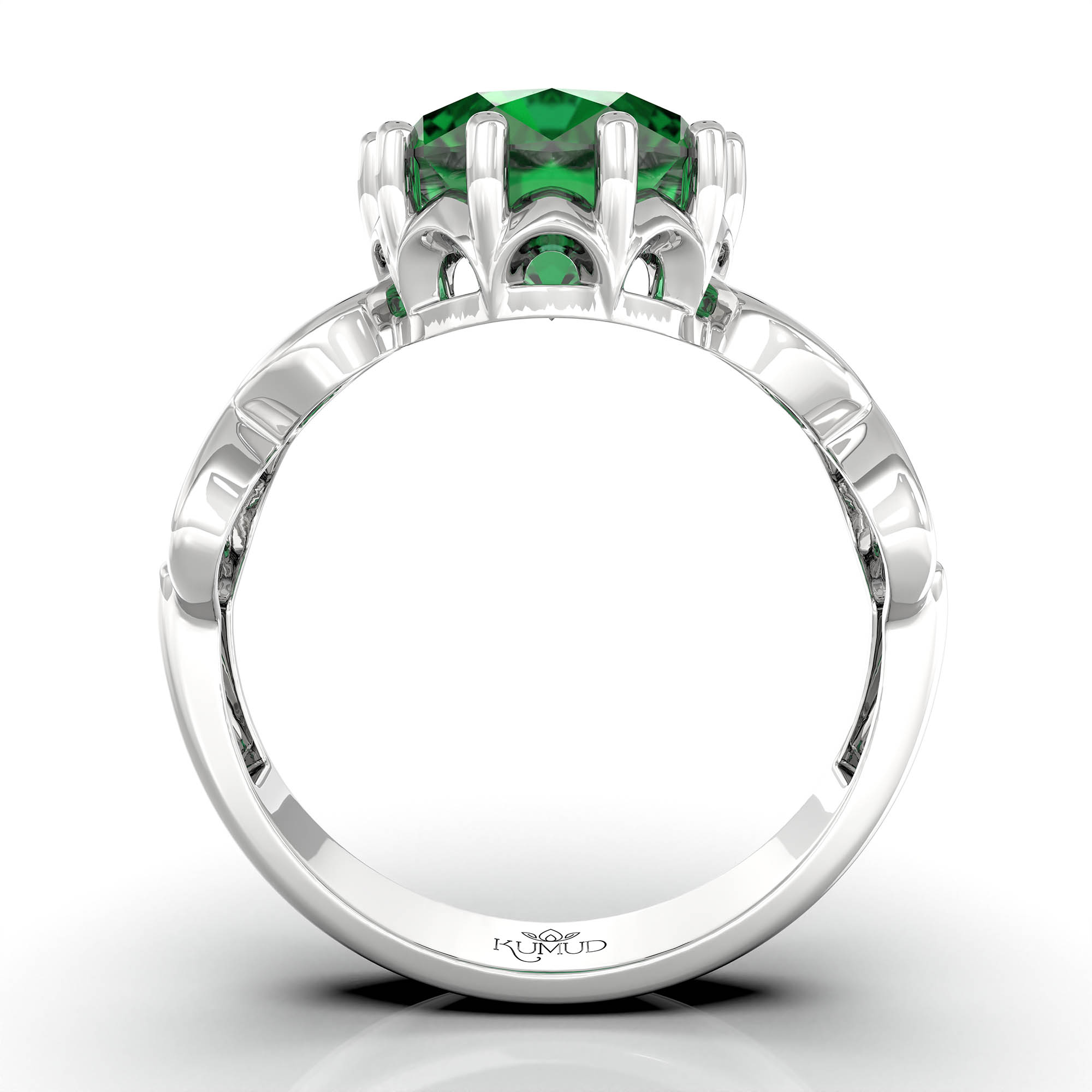 Emerald (Panna) Ring for Women in 925 Sterling Silver – Oval 9x8 mm, Prong Setting, 1.8 g (Design KF-1) thumbnail