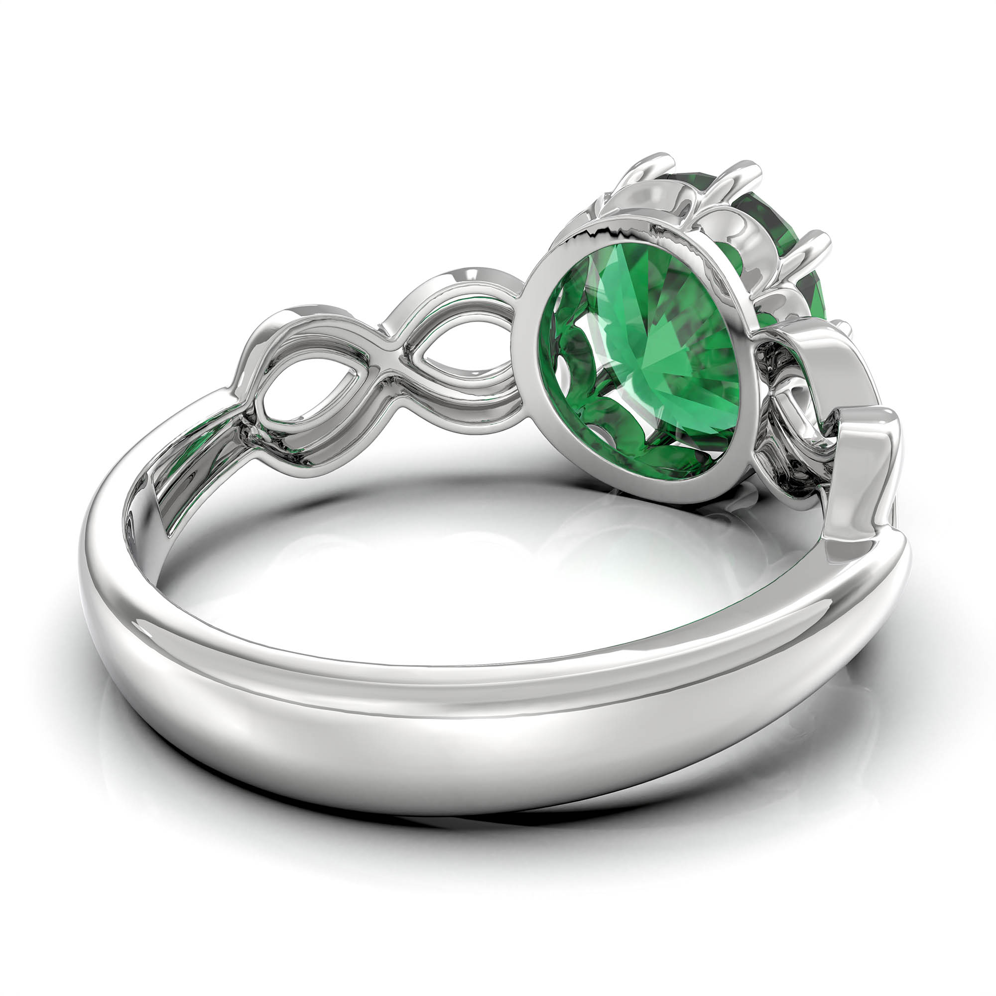 Emerald (Panna) Ring for Women in 925 Sterling Silver – Oval 9x8 mm, Prong Setting, 1.8 g (Design KF-1) thumbnail