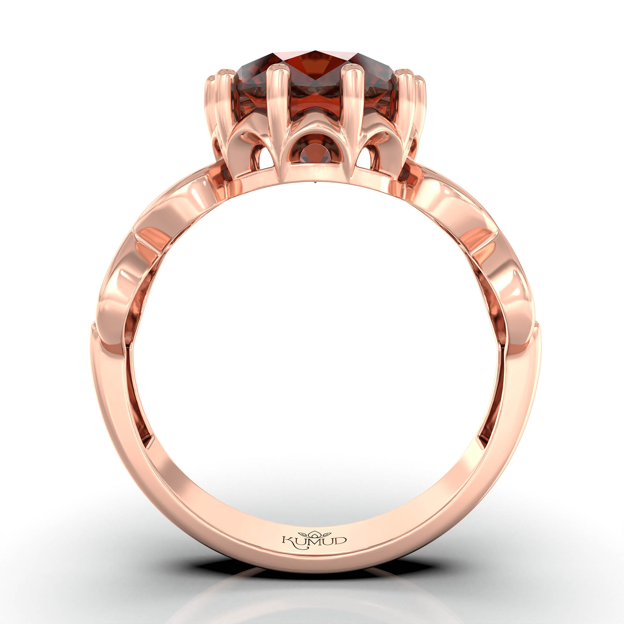 Hessonite (Gomed) Ring for Women in 18K Rose Gold – Oval 9x8 mm, Prong Setting, 3 g (Design KF-1) thumbnail