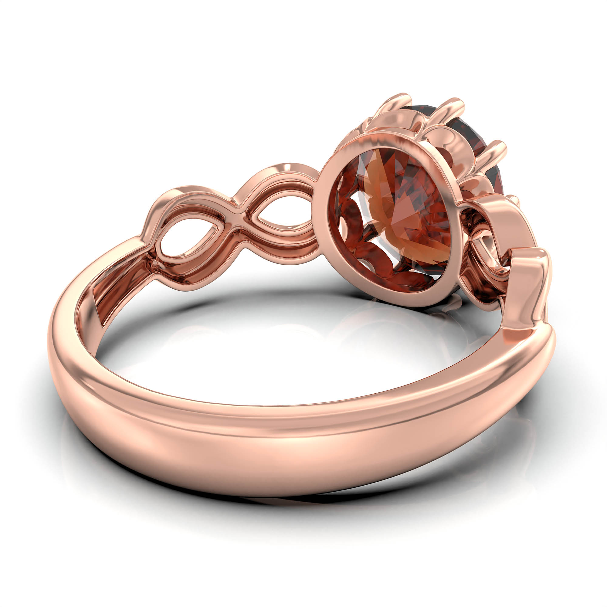 Hessonite (Gomed) Ring for Women in 18K Rose Gold – Oval 9x8 mm, Prong Setting, 3 g (Design KF-1) thumbnail