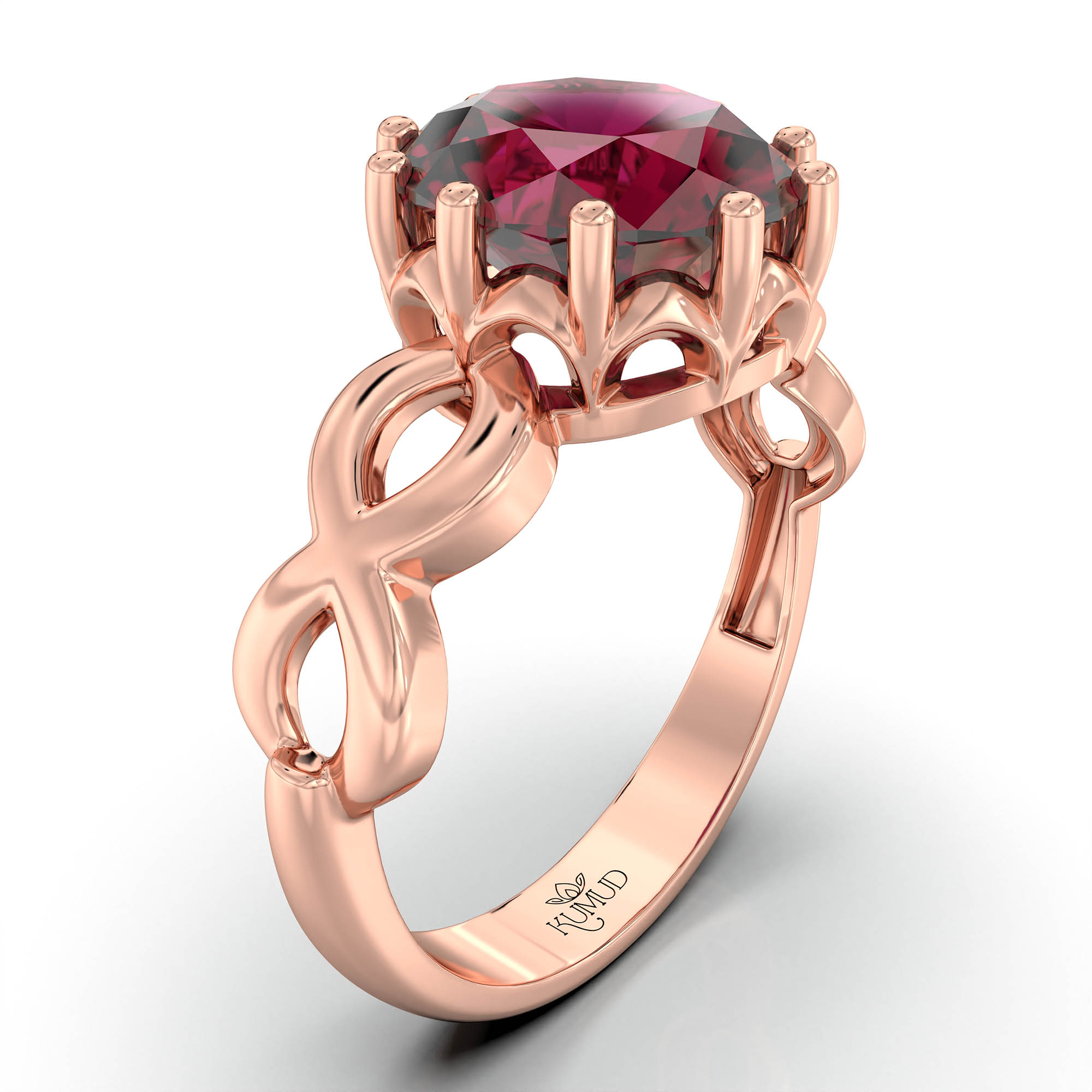 Ruby (Manik) Ring for Women in 18K Rose Gold – Oval 9x8 mm, Prong Setting, 3 g (Design KF-1) thumbnail