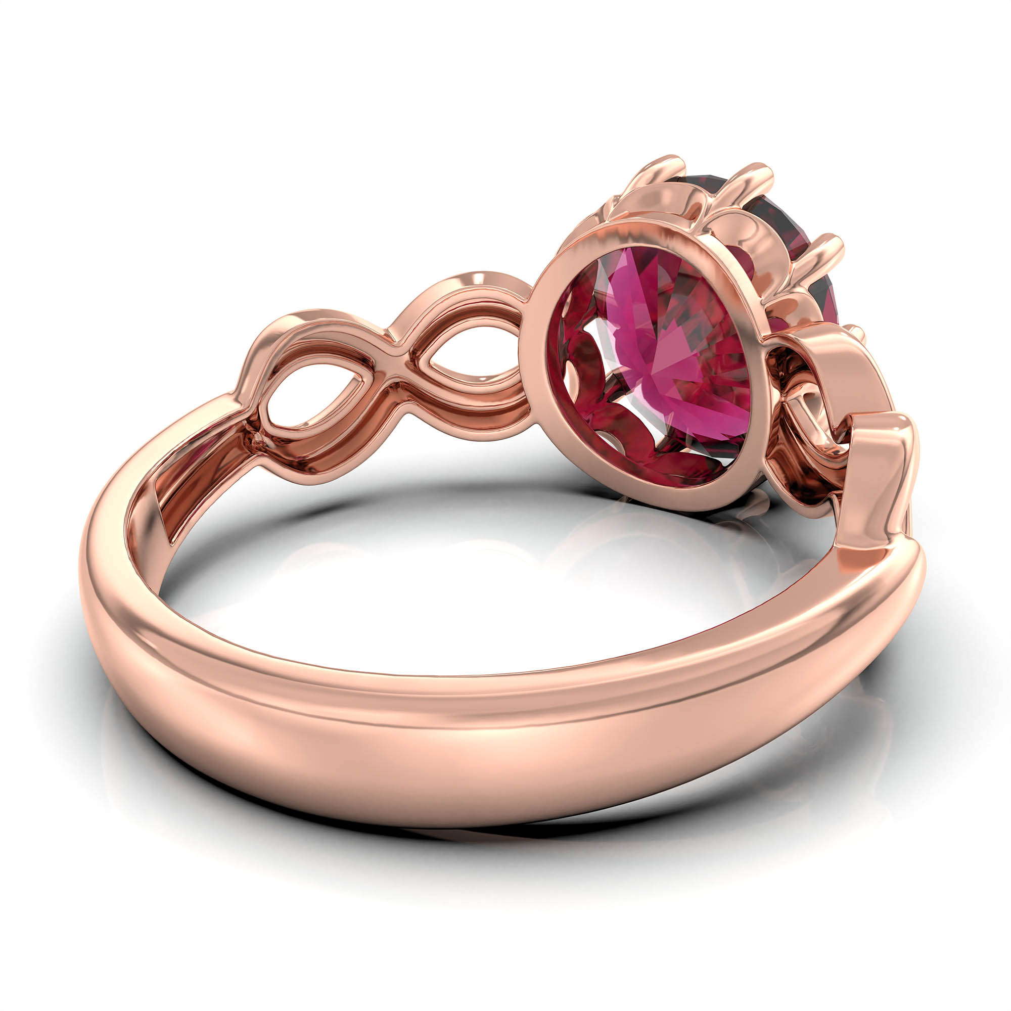 Ruby (Manik) Ring for Women in 18K Rose Gold – Oval 9x8 mm, Prong Setting, 3 g (Design KF-1) thumbnail