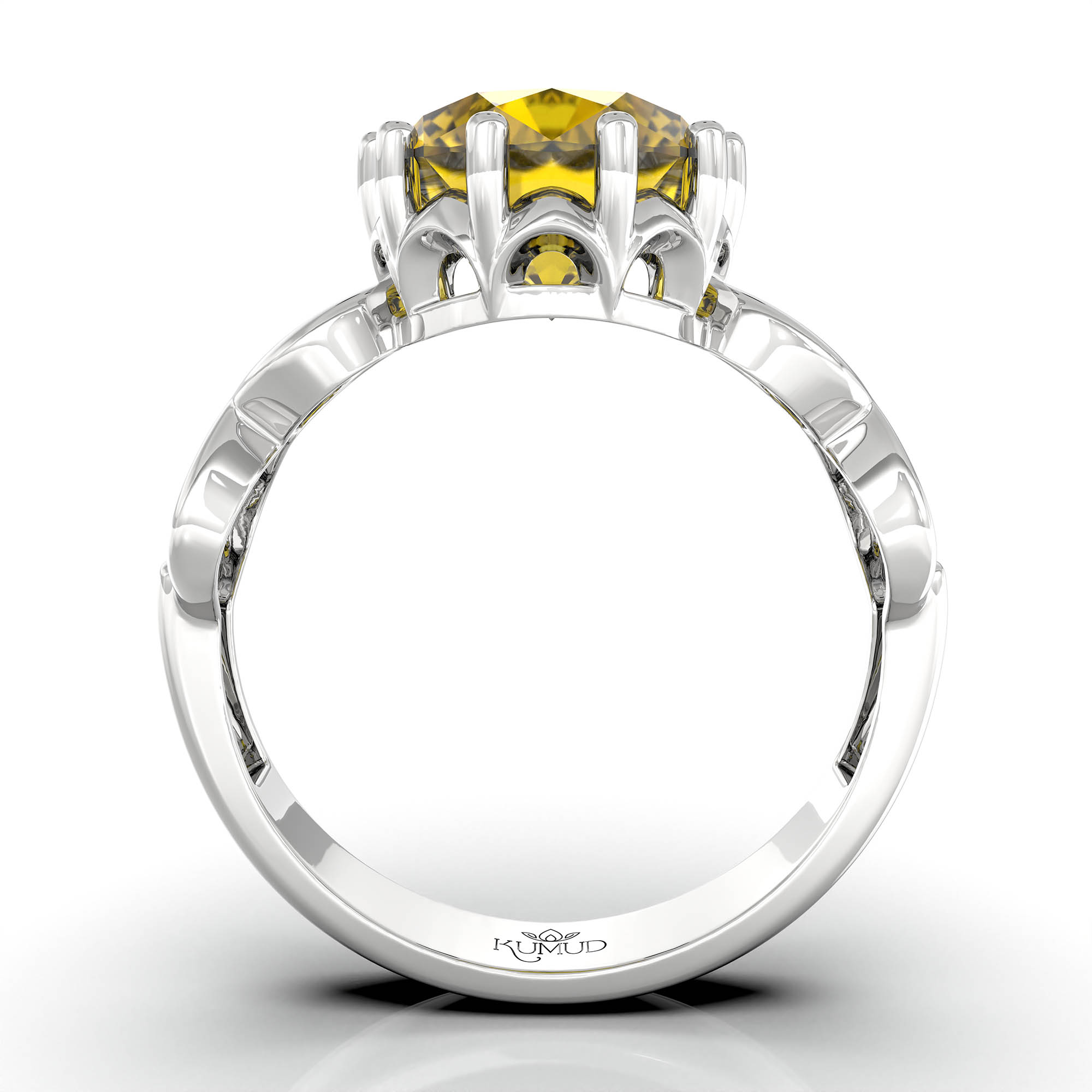Yellow Sapphire (Pukhraj) Ring for Women in 925 Sterling Silver – Oval 9x8 mm, Prong Setting, 1.8 g (Design KF-1) thumbnail