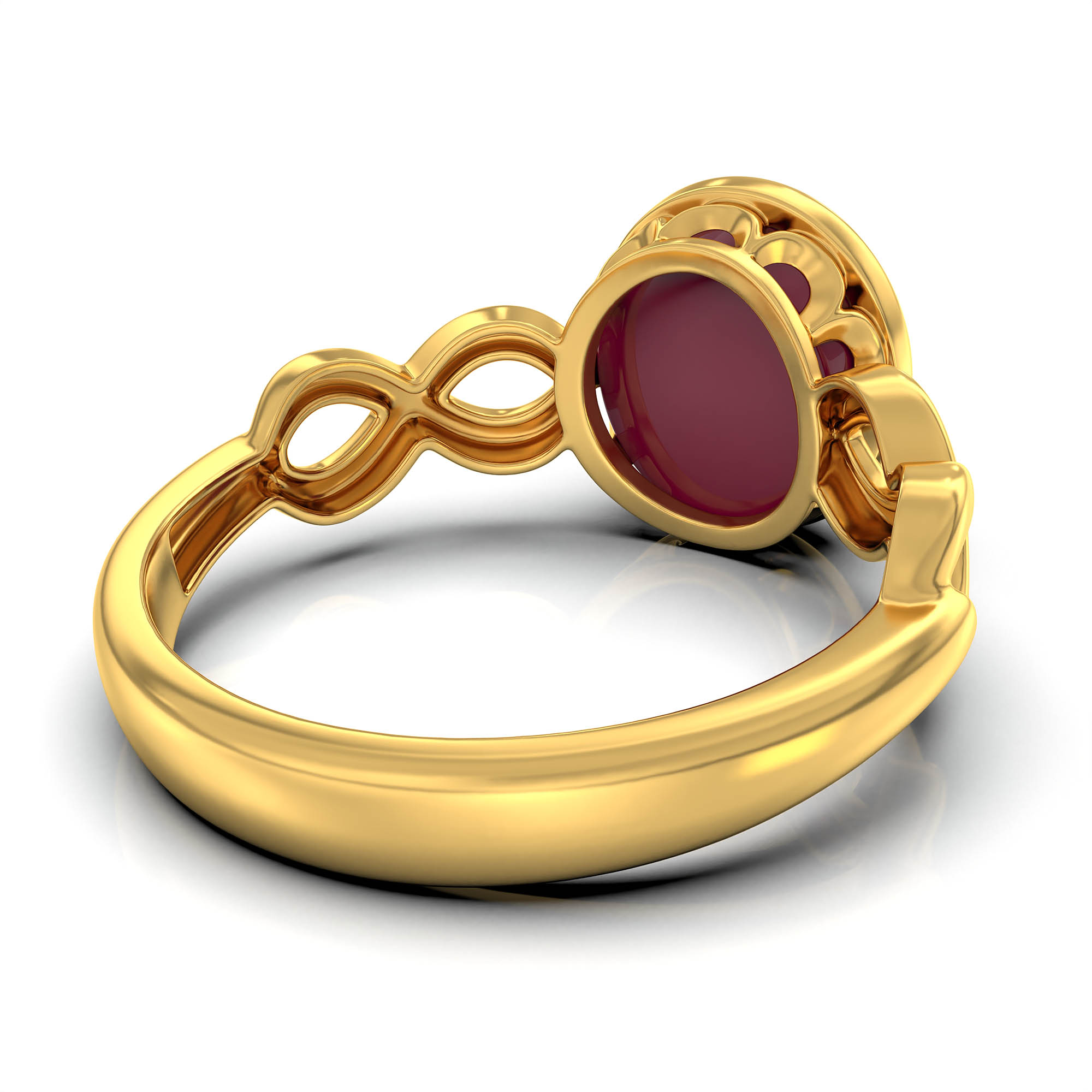 Ruby (Manik) Ring for Women in 22K Yellow Gold – Oval Cabochon 9x8 mm, Bezel Setting, 3 g (Design KF-1) thumbnail