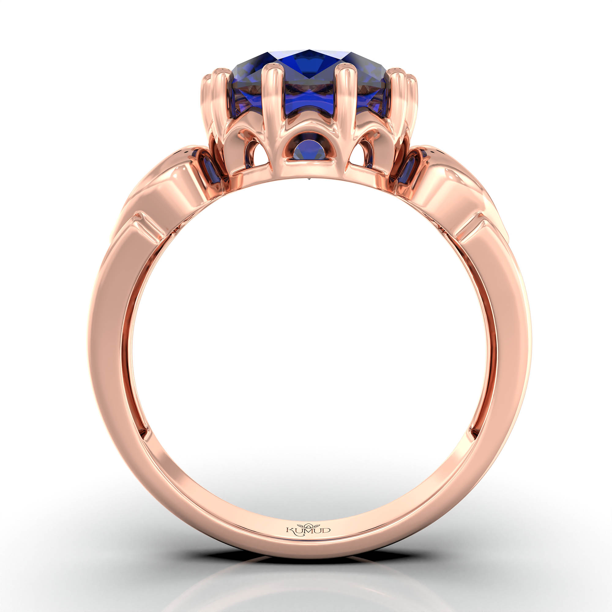 Blue Sapphire (Neelam) Ring for Women in 18K Rose Gold – Oval 9x8 mm, Prong Setting, 3 g (Design KF-2) thumbnail