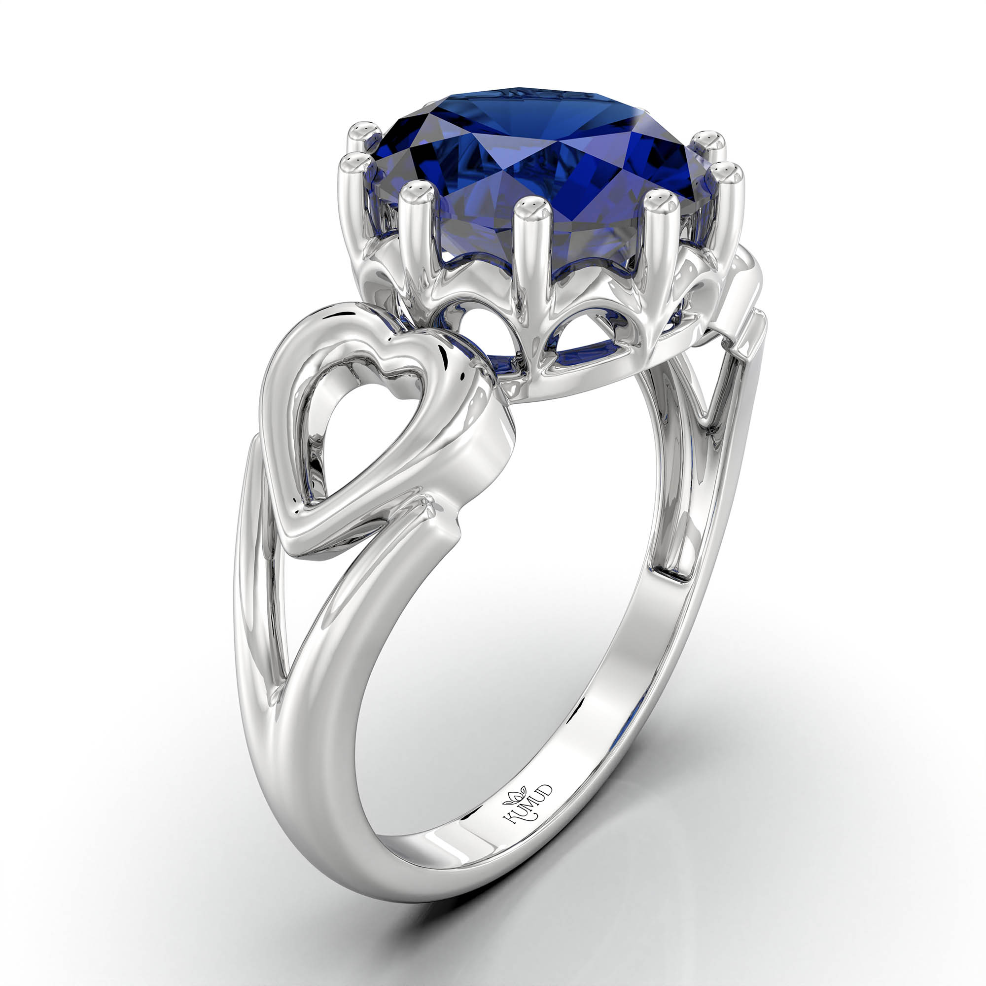 Blue Sapphire (Neelam) Ring for Women in 925 Sterling Silver – Oval 9x8 mm, Prong Setting, 1.8 g (Design KF-2) thumbnail