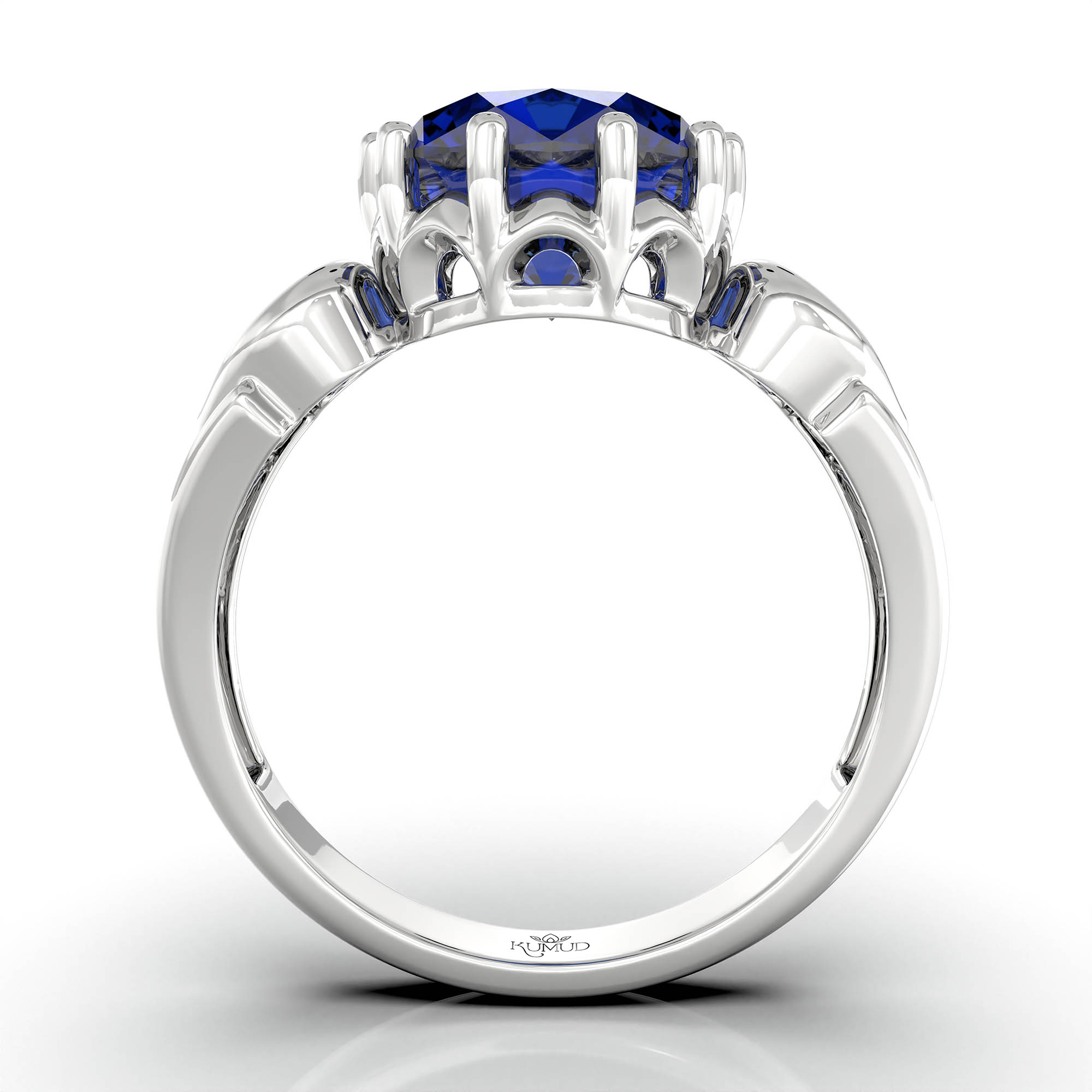 Blue Sapphire (Neelam) Ring for Women in 925 Sterling Silver – Oval 9x8 mm, Prong Setting, 1.8 g (Design KF-2) thumbnail