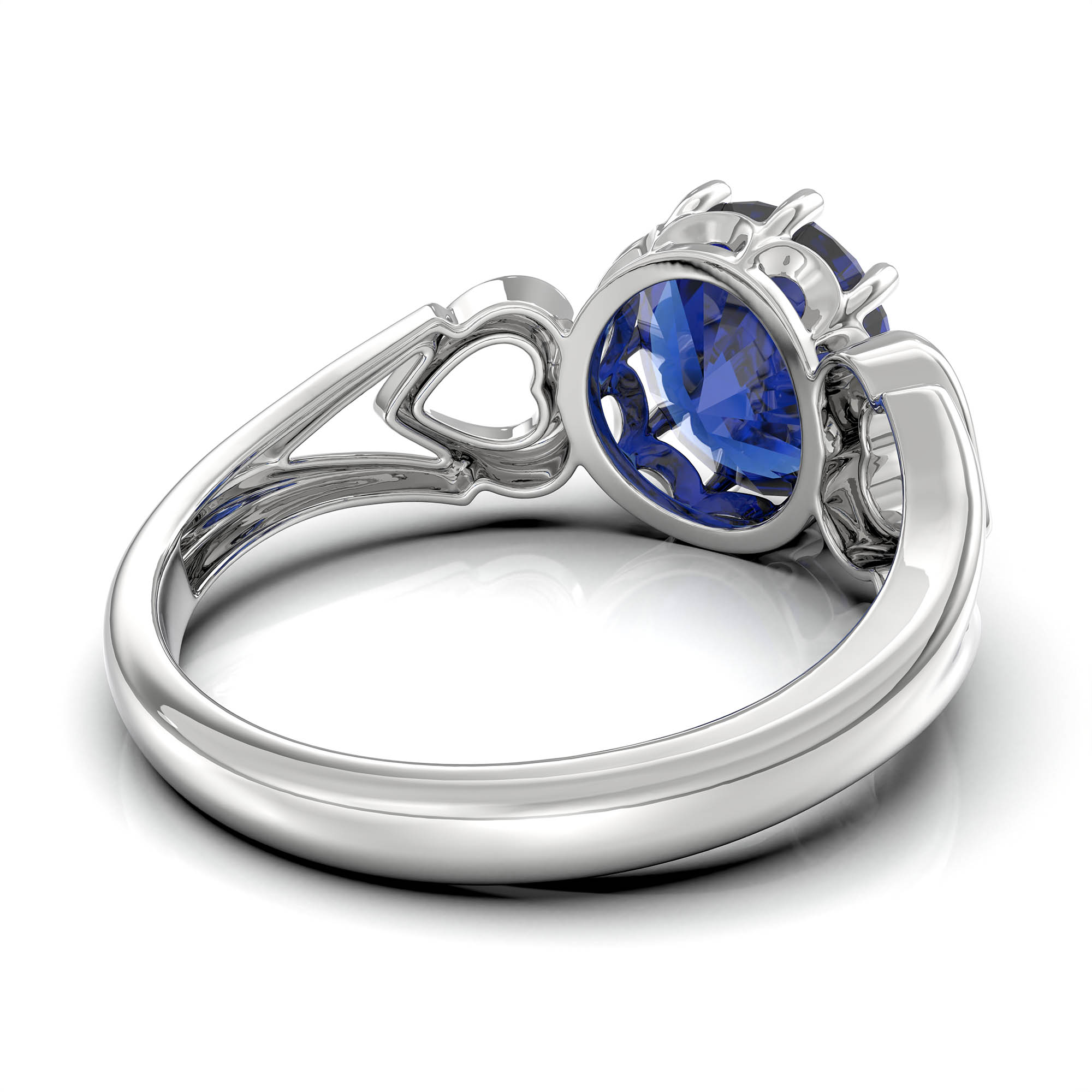 Blue Sapphire (Neelam) Ring for Women in 925 Sterling Silver – Oval 9x8 mm, Prong Setting, 1.8 g (Design KF-2) thumbnail