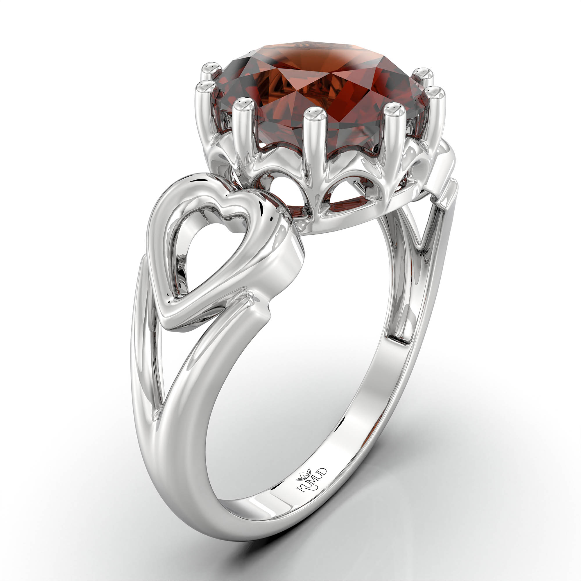 Hessonite (Gomed) Ring for Women in 925 Sterling Silver – Oval 9x8 mm, Prong Setting, 1.8 g (Design KF-2) thumbnail