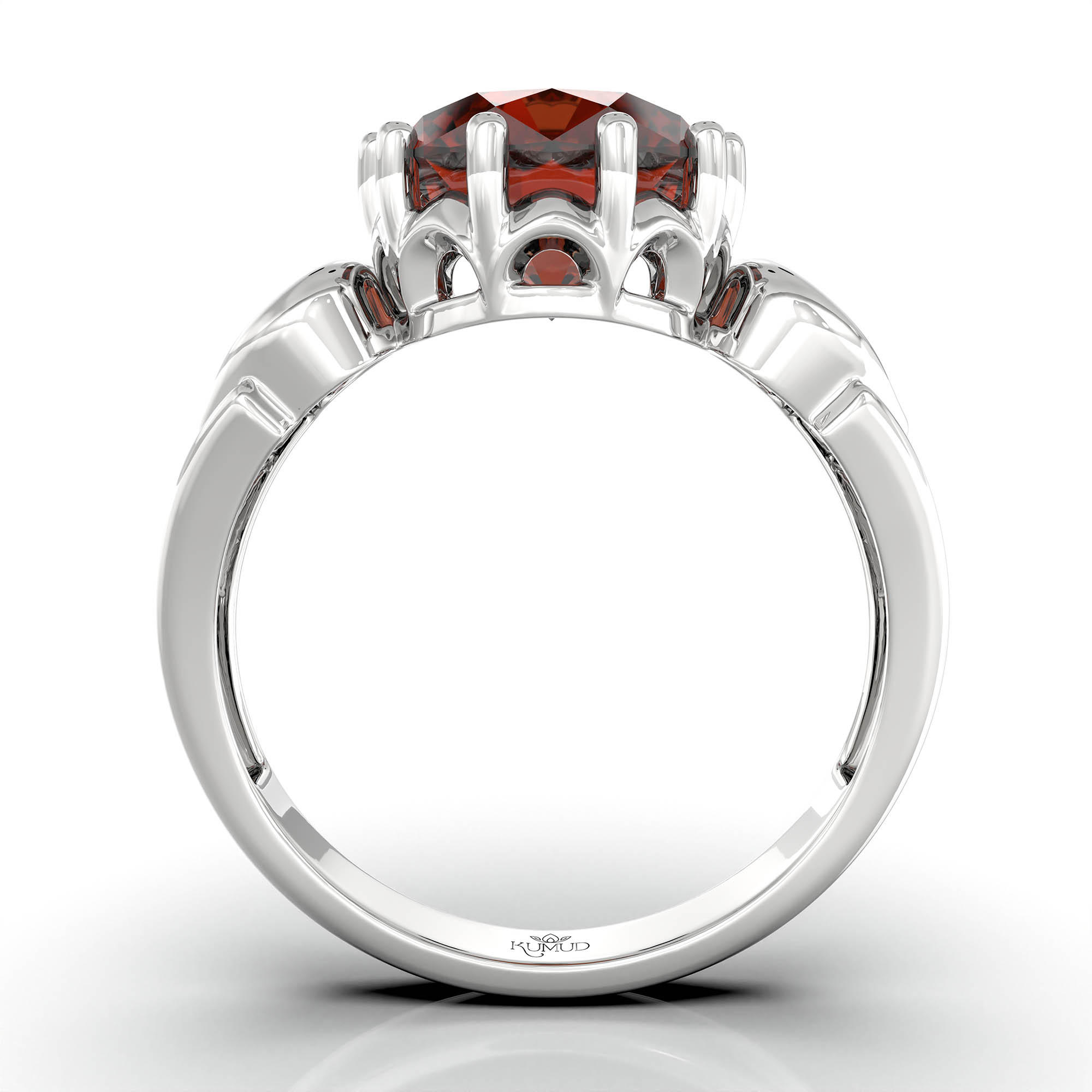 Hessonite (Gomed) Ring for Women in 925 Sterling Silver – Oval 9x8 mm, Prong Setting, 1.8 g (Design KF-2) thumbnail