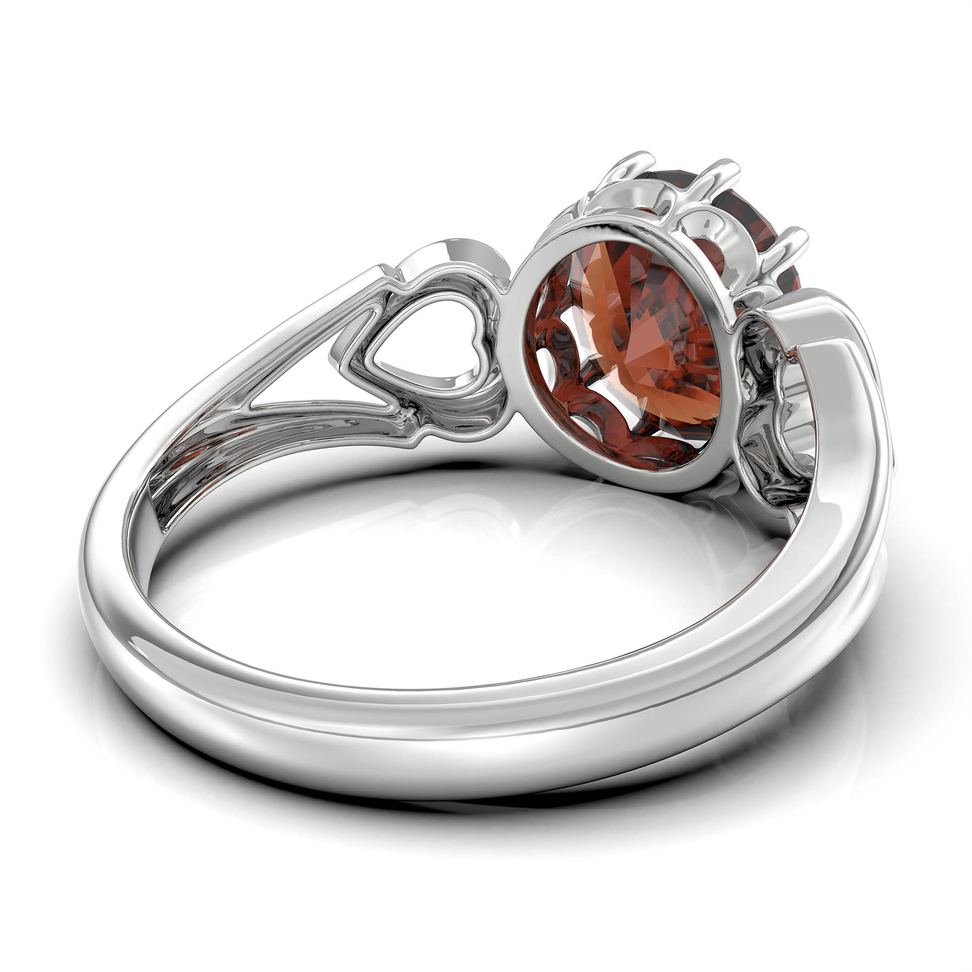 Hessonite (Gomed) Ring for Women in 925 Sterling Silver – Oval 9x8 mm, Prong Setting, 1.8 g (Design KF-2) thumbnail