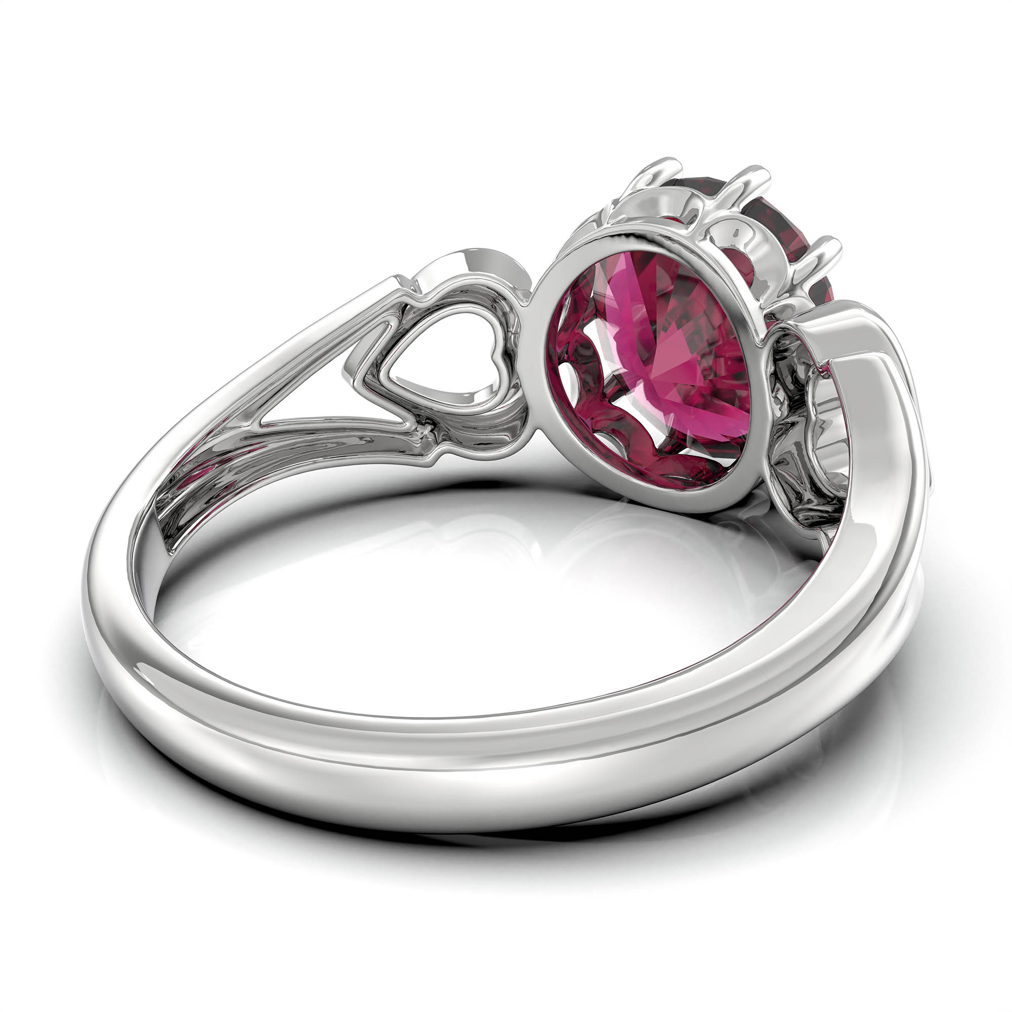 Ruby (Manik) Ring for Women in 18K White Gold – Oval 9x8 mm, Prong Setting, 3 g (Design KF-2) thumbnail