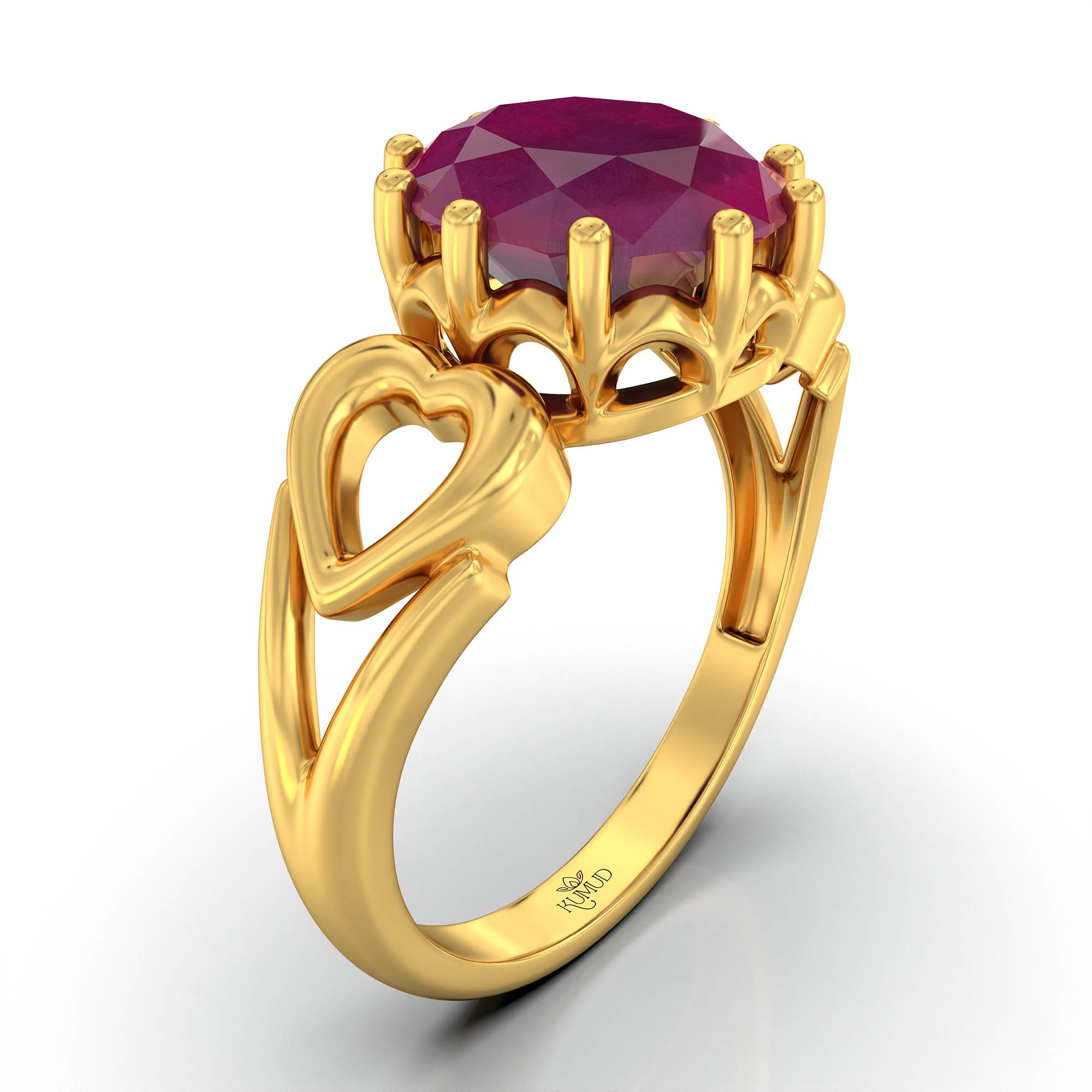 Ruby (Manik) Ring for Women in 22K Yellow Gold – Oval 9x8 mm, Prong Setting, 3 g (Design KF-2) thumbnail