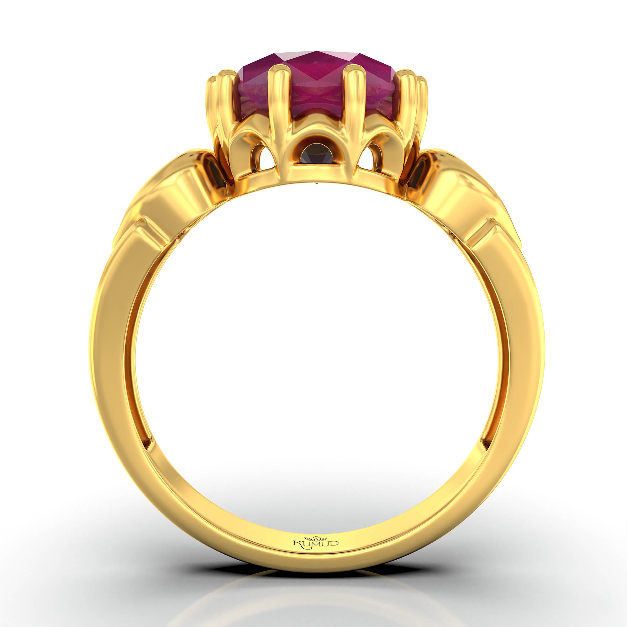 Ruby (Manik) Ring for Women in 22K Yellow Gold – Oval 9x8 mm, Prong Setting, 3 g (Design KF-2) thumbnail