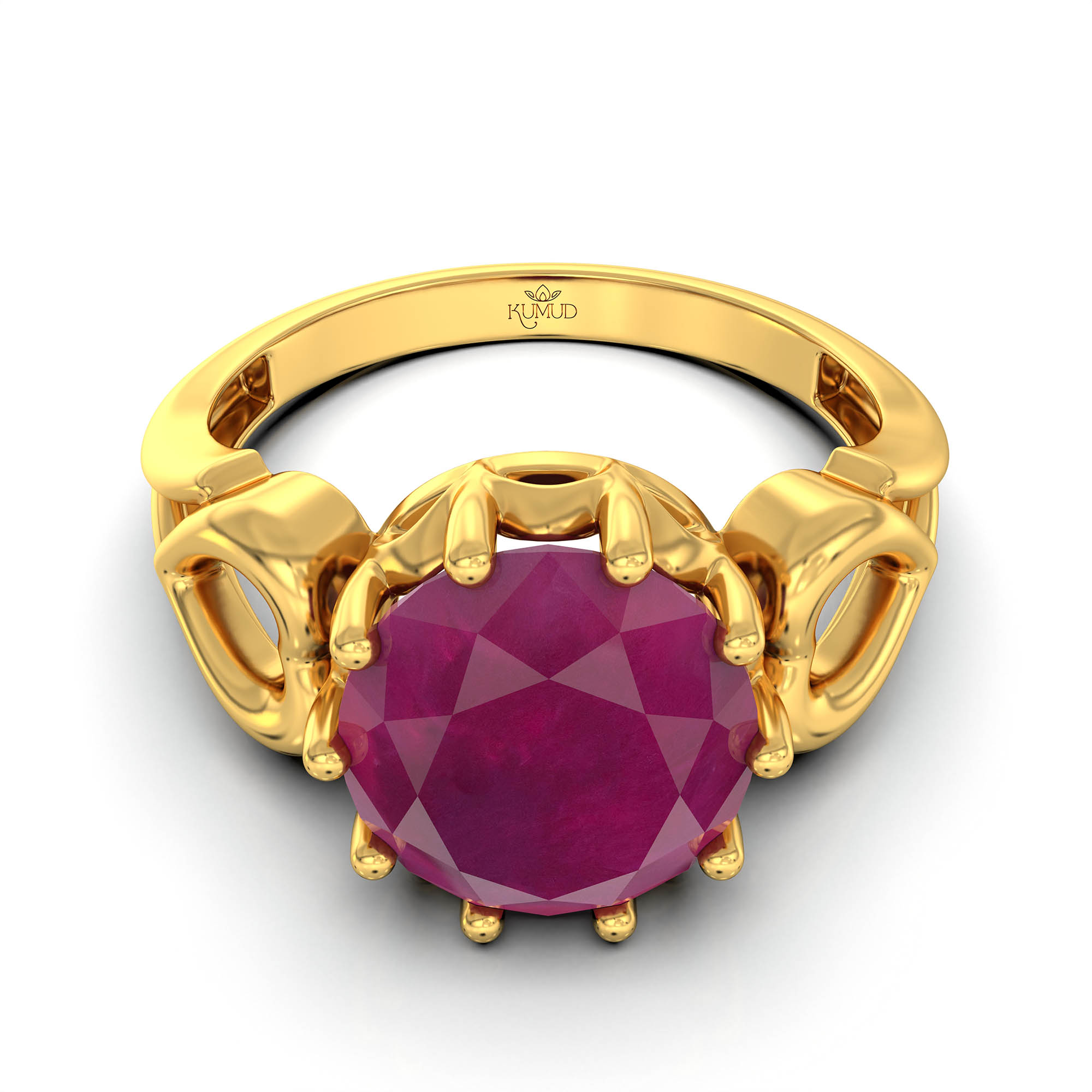 Ruby (Manik) Ring for Women in 22K Yellow Gold – Oval 9x8 mm, Prong Setting, 3 g (Design KF-2) thumbnail