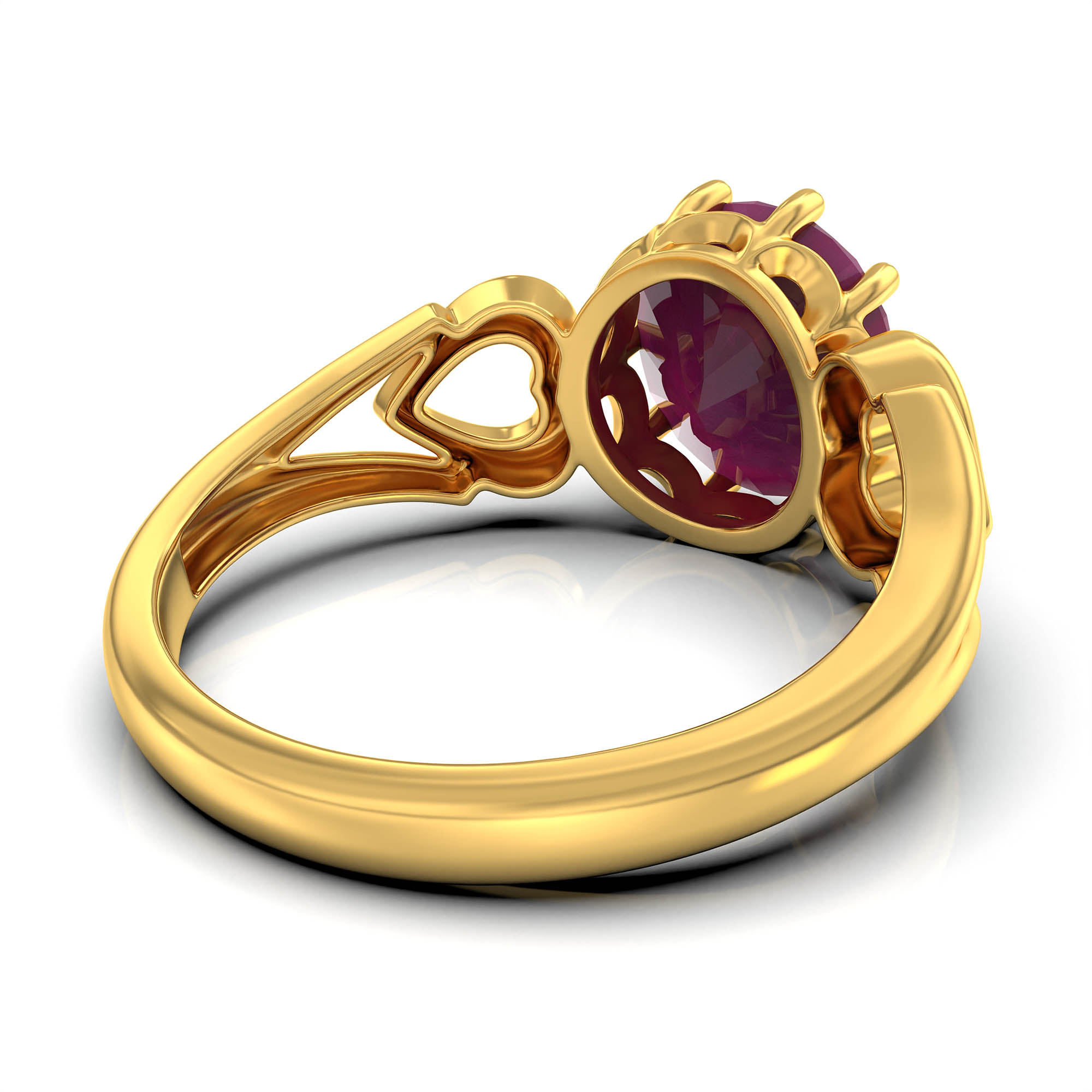 Ruby (Manik) Ring for Women in 22K Yellow Gold – Oval 9x8 mm, Prong Setting, 3 g (Design KF-2) thumbnail