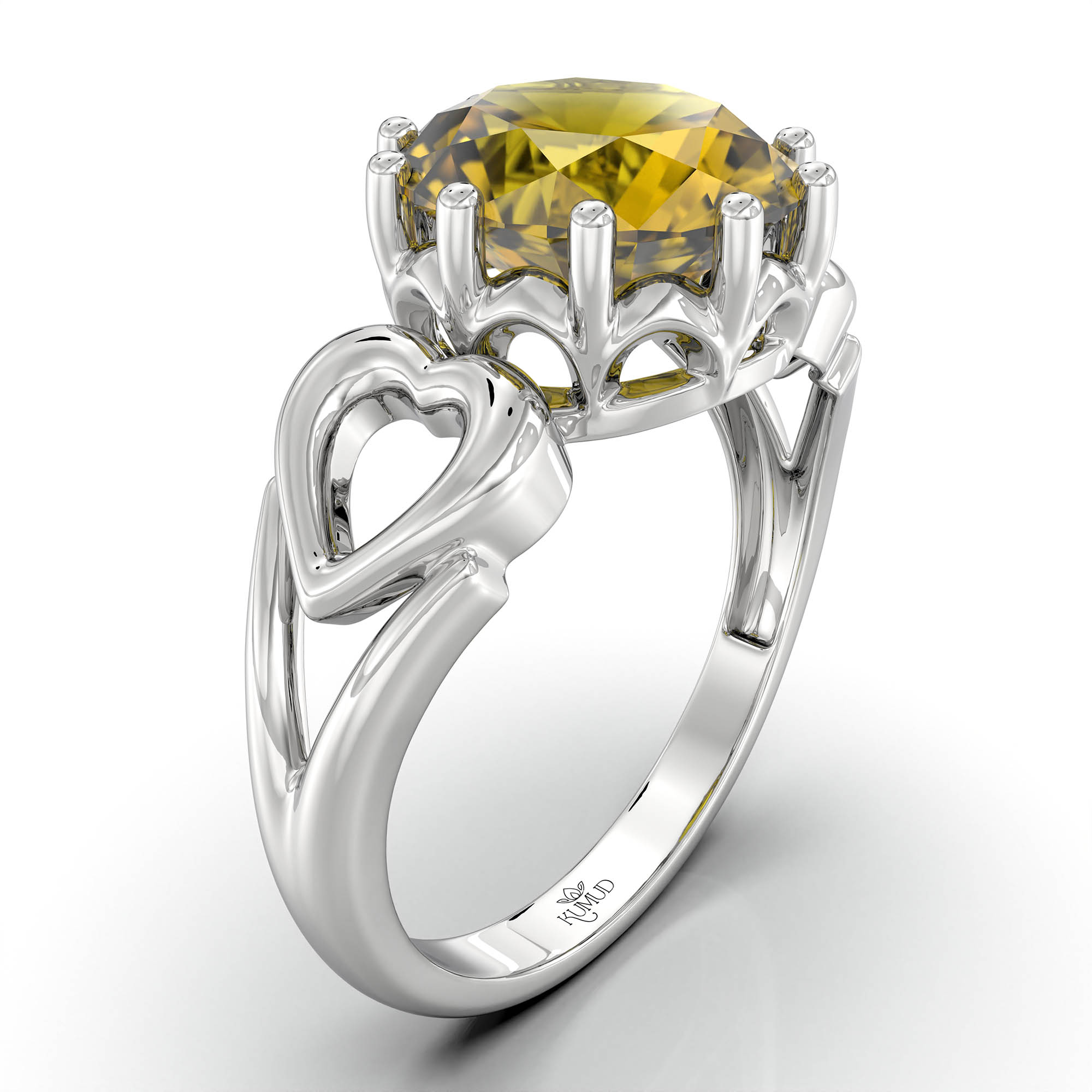 Yellow Sapphire (Pukhraj) Ring for Women in 925 Sterling Silver – Oval 9x8 mm, Prong Setting, 1.8 g (Design KF-2) thumbnail