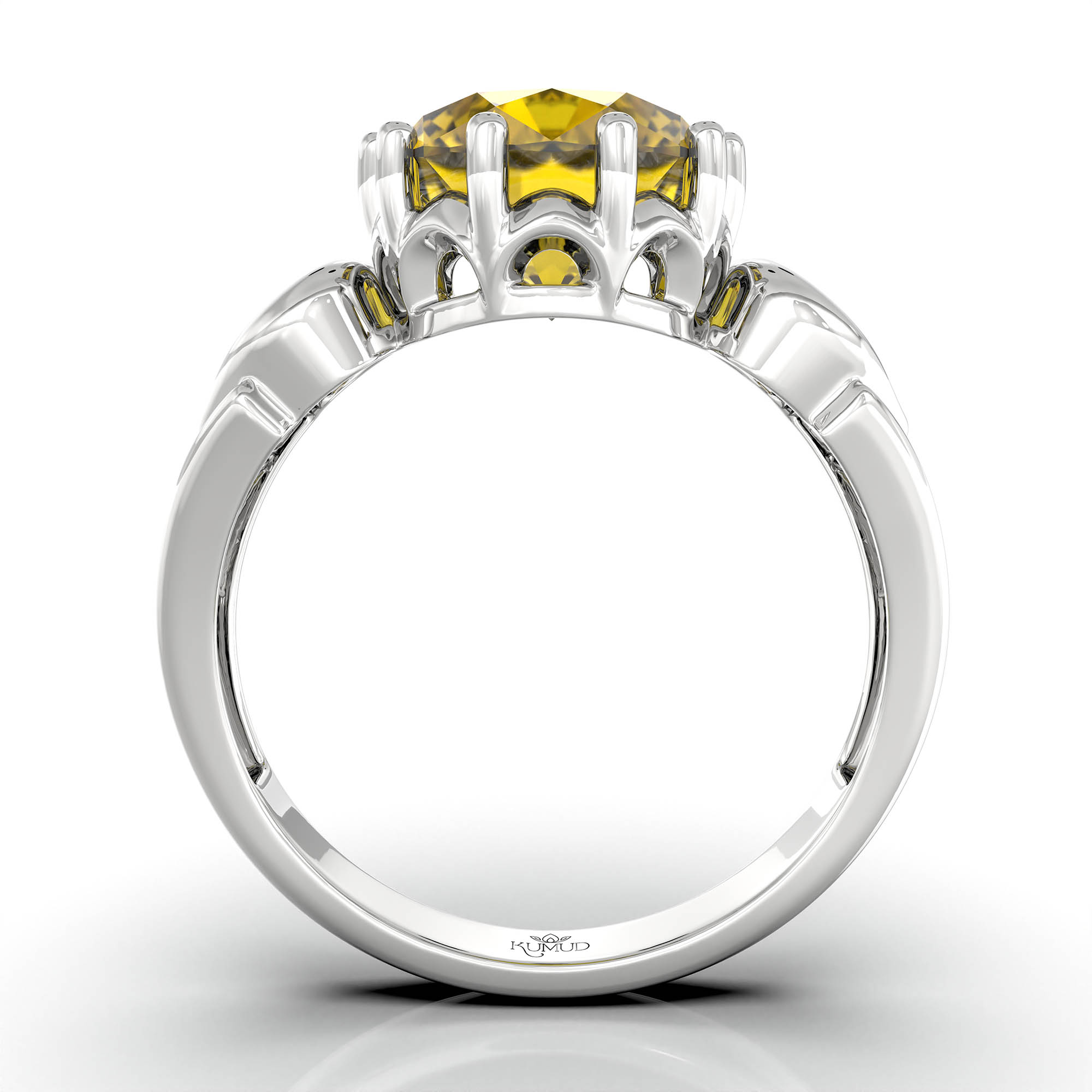 Yellow Sapphire (Pukhraj) Ring for Women in 925 Sterling Silver – Oval 9x8 mm, Prong Setting, 1.8 g (Design KF-2) thumbnail