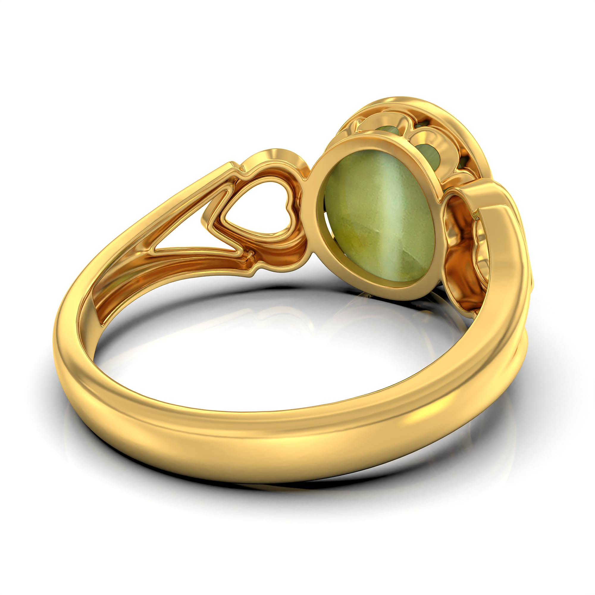 Cat's Eye (Lehsunia) Ring for Women in 22K Yellow Gold – Oval Cabochon 9x8 mm, Bezel Setting, 3 g (Design KF-2) thumbnail