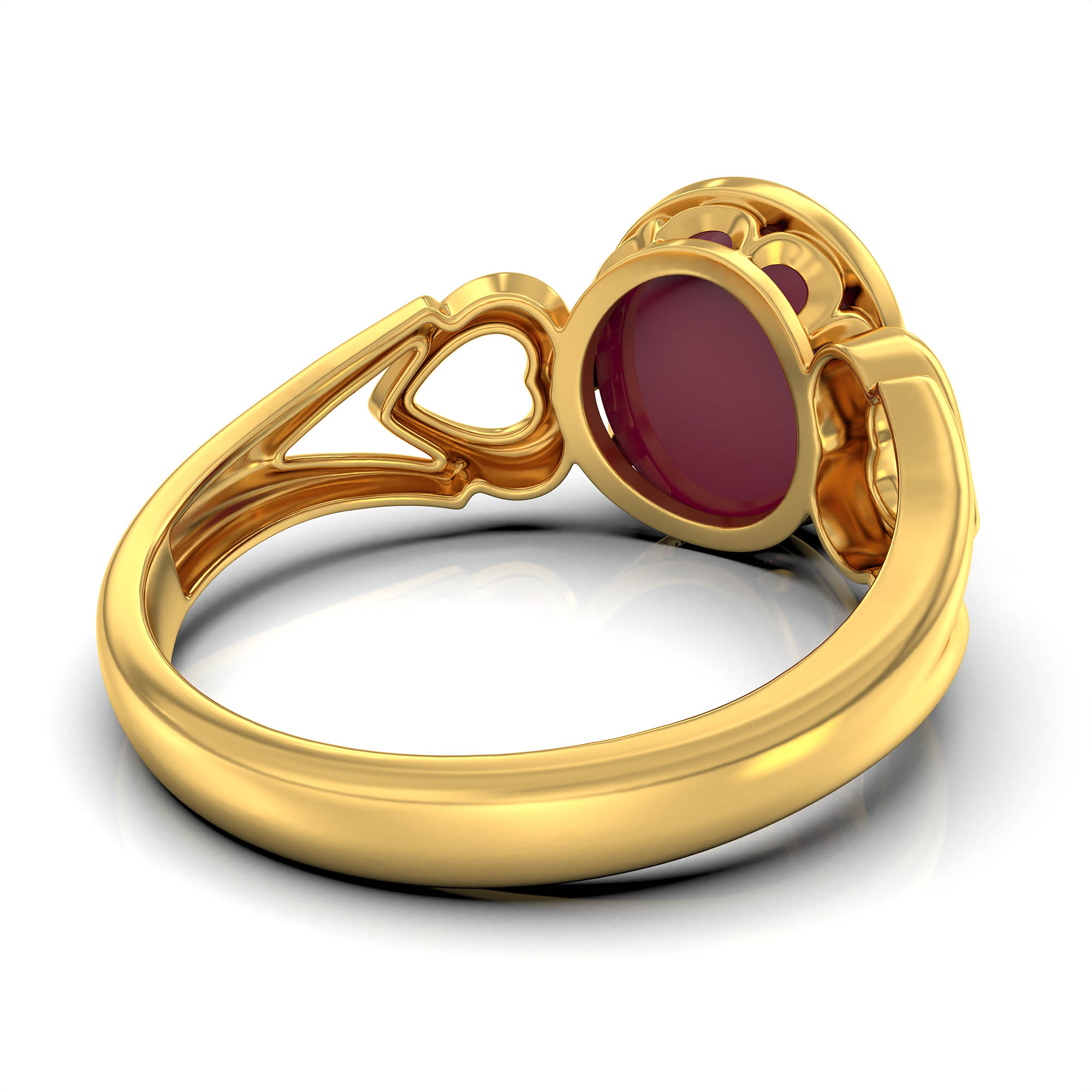 Ruby (Manik) Ring for Women in 22K Yellow Gold – Oval Cabochon 9x8 mm, Bezel Setting, 3 g (Design KF-2) thumbnail