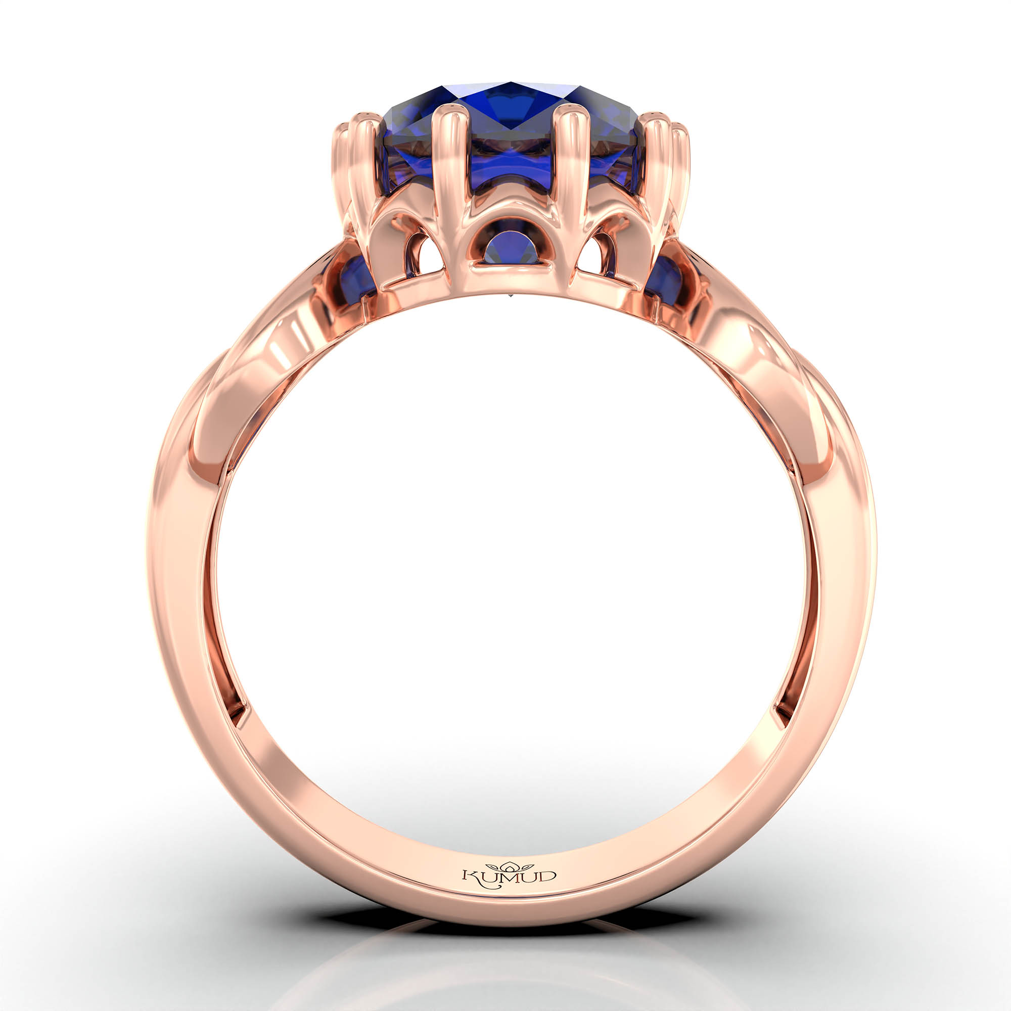 Blue Sapphire (Neelam) Ring for Women in 18K Rose Gold – Oval 9x8 mm, Prong Setting, 3 g (Design KF-3) thumbnail