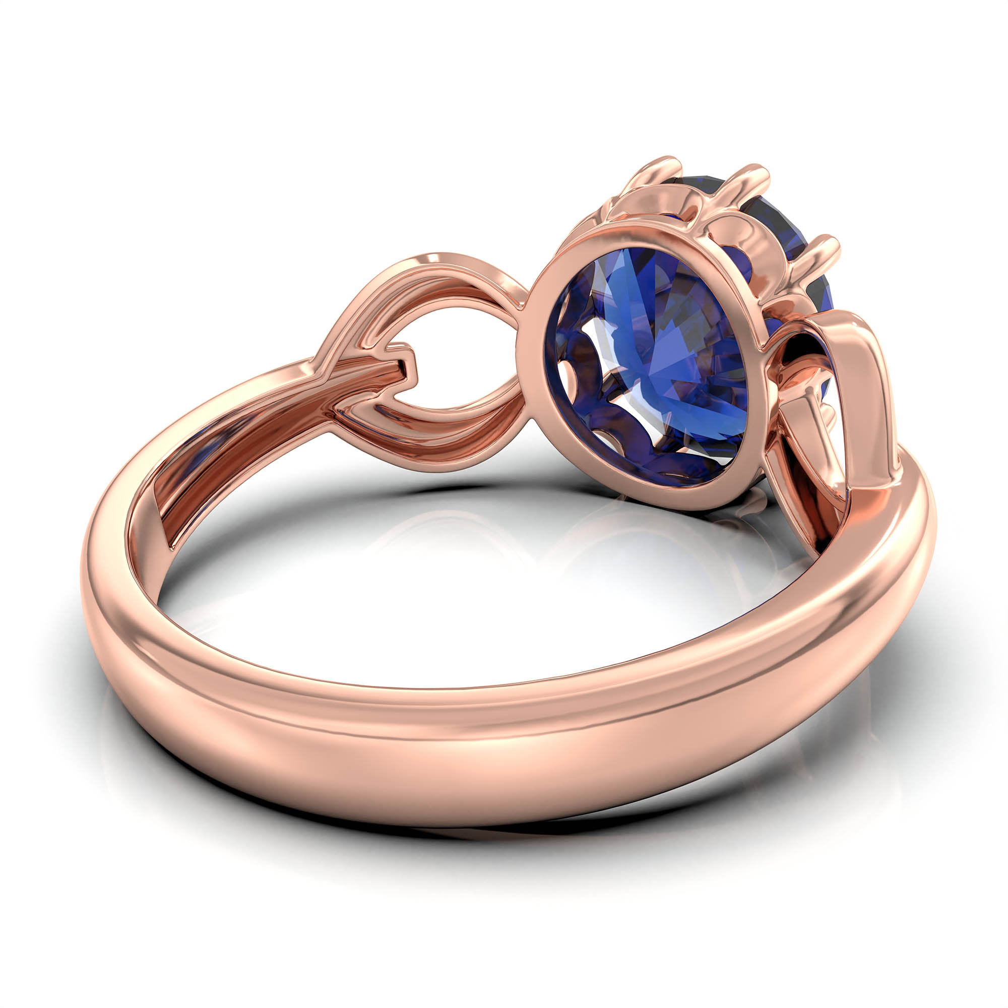 Blue Sapphire (Neelam) Ring for Women in 18K Rose Gold – Oval 9x8 mm, Prong Setting, 3 g (Design KF-3) thumbnail