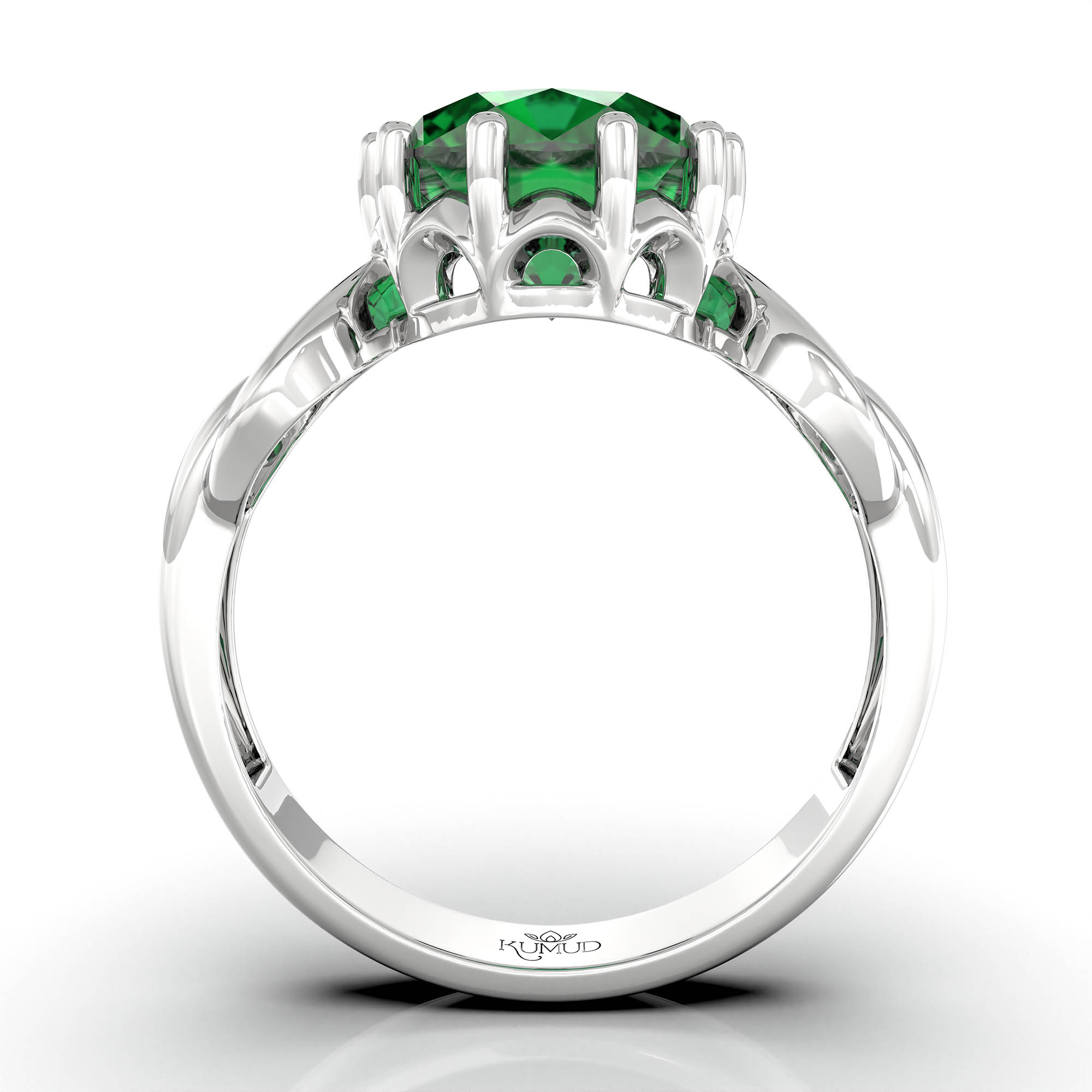 Emerald (Panna) Ring for Women in 925 Sterling Silver – Oval 9x8 mm, Prong Setting, 1.8 g (Design KF-3) thumbnail