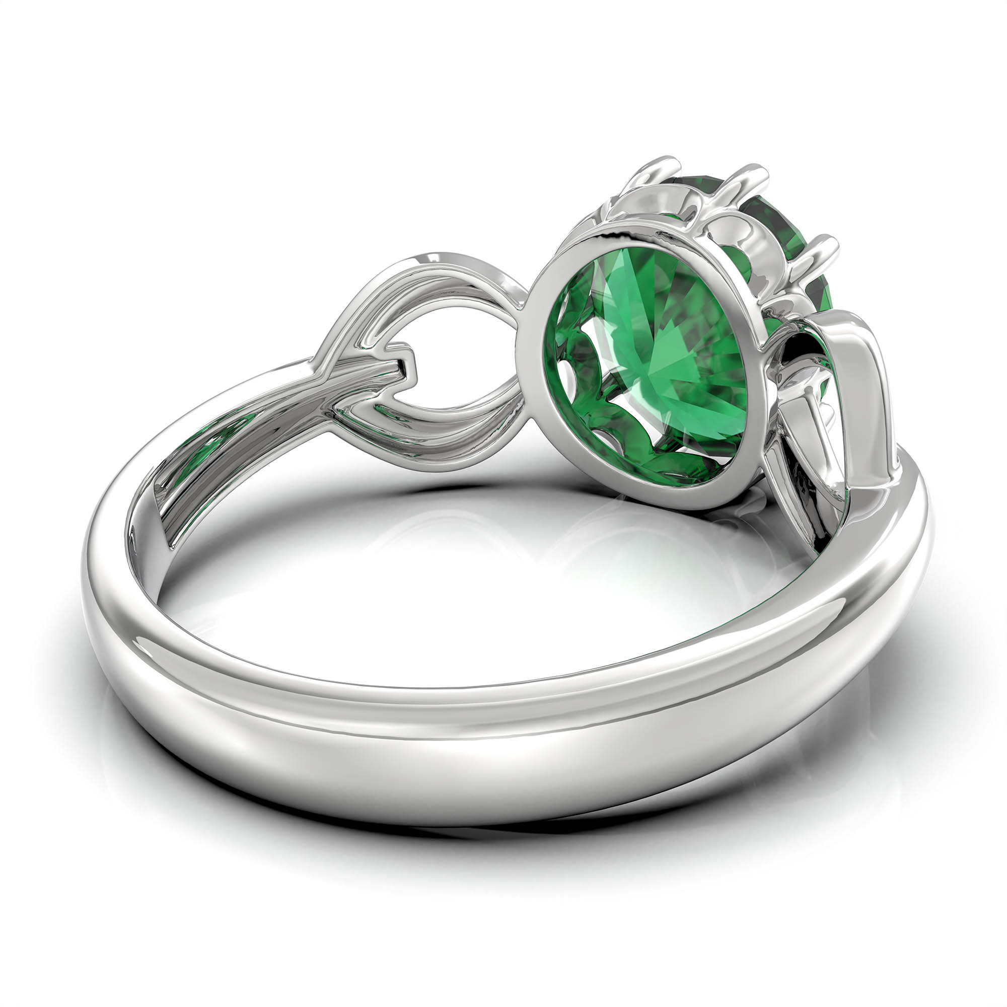 Emerald (Panna) Ring for Women in 925 Sterling Silver – Oval 9x8 mm, Prong Setting, 1.8 g (Design KF-3) thumbnail