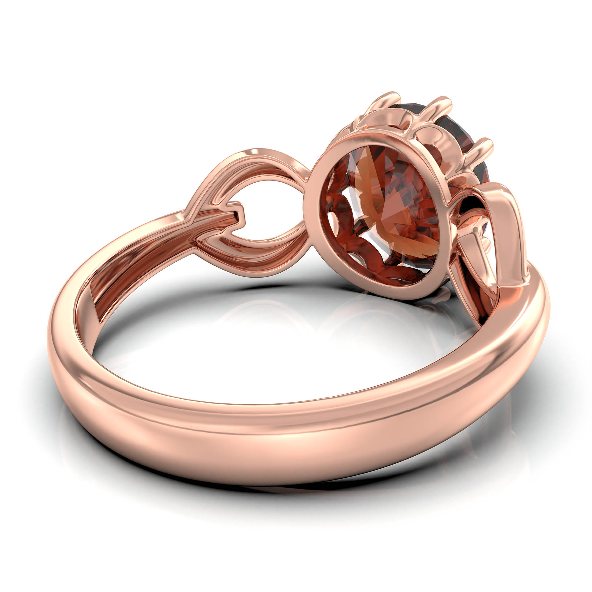 Hessonite (Gomed) Ring for Women in 18K Rose Gold – Oval 9x8 mm, Prong Setting, 3 g (Design KF-3) thumbnail