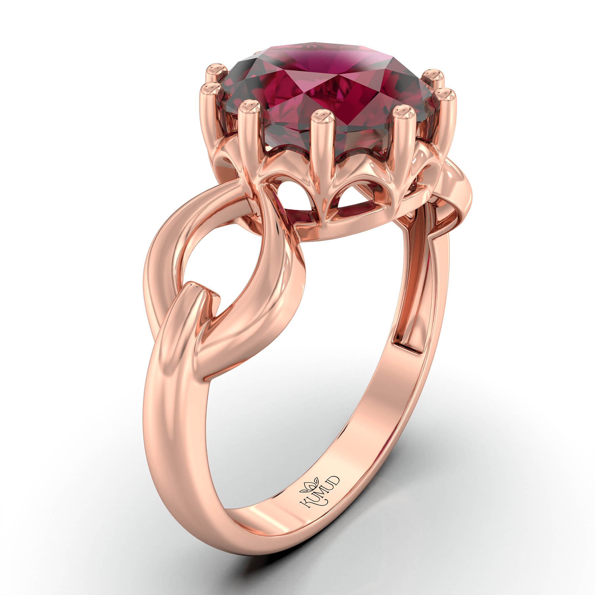 Ruby (Manik) Ring for Women in 18K Rose Gold – Oval 9x8 mm, Prong Setting, 3 g (Design KF-3) thumbnail