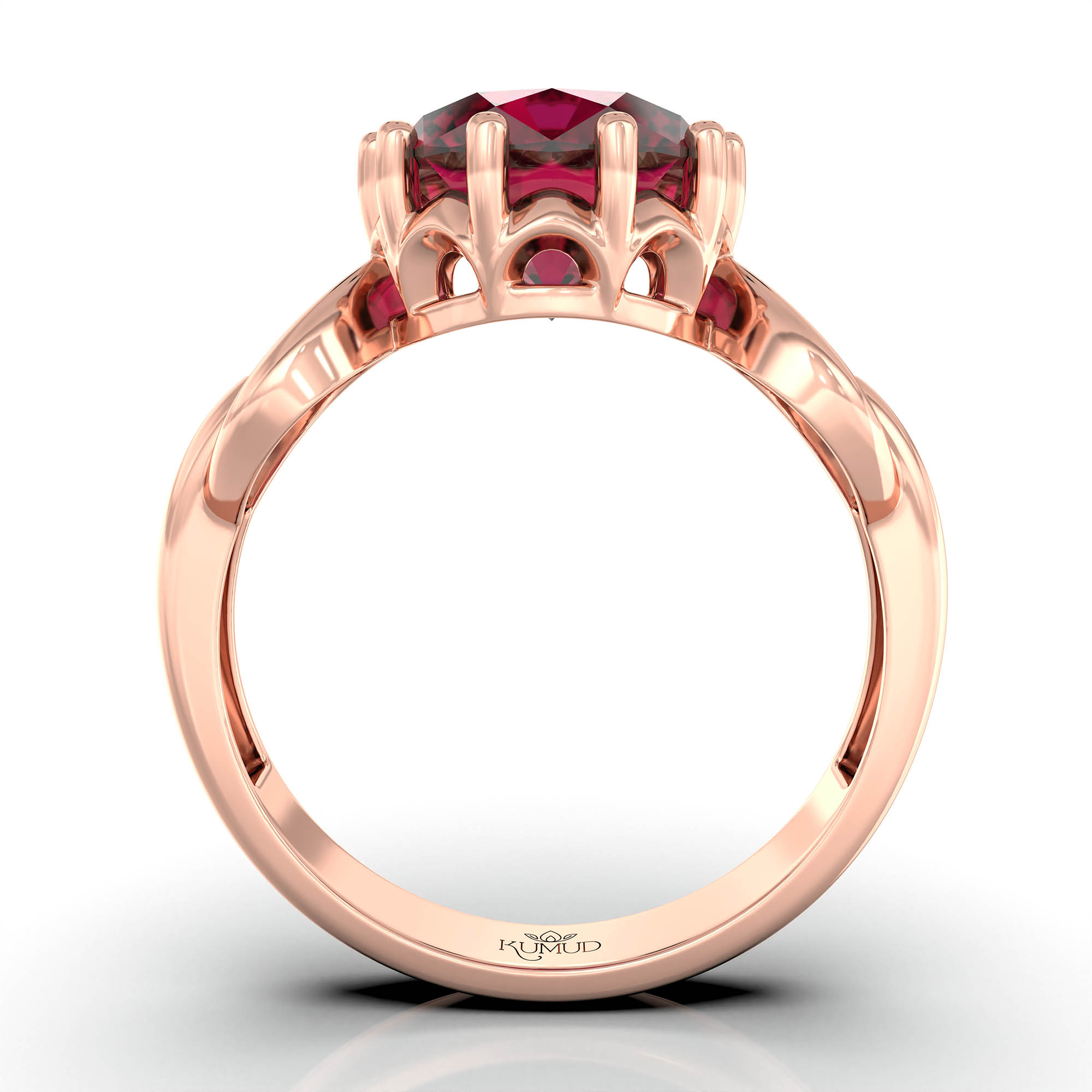 Ruby (Manik) Ring for Women in 18K Rose Gold – Oval 9x8 mm, Prong Setting, 3 g (Design KF-3) thumbnail