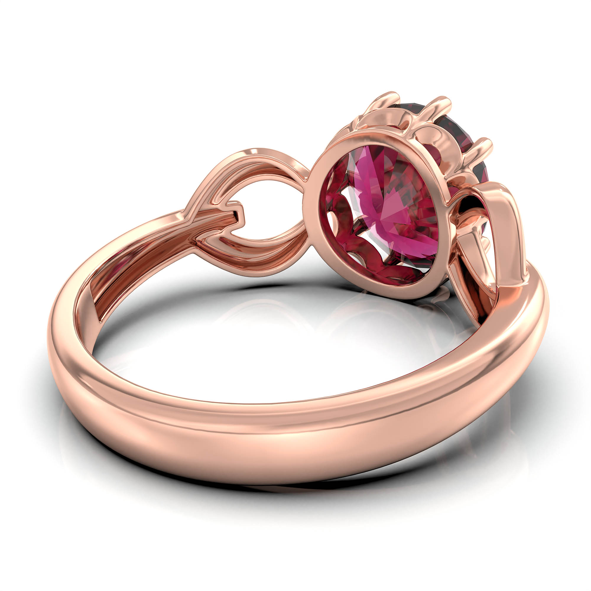 Ruby (Manik) Ring for Women in 18K Rose Gold – Oval 9x8 mm, Prong Setting, 3 g (Design KF-3) thumbnail