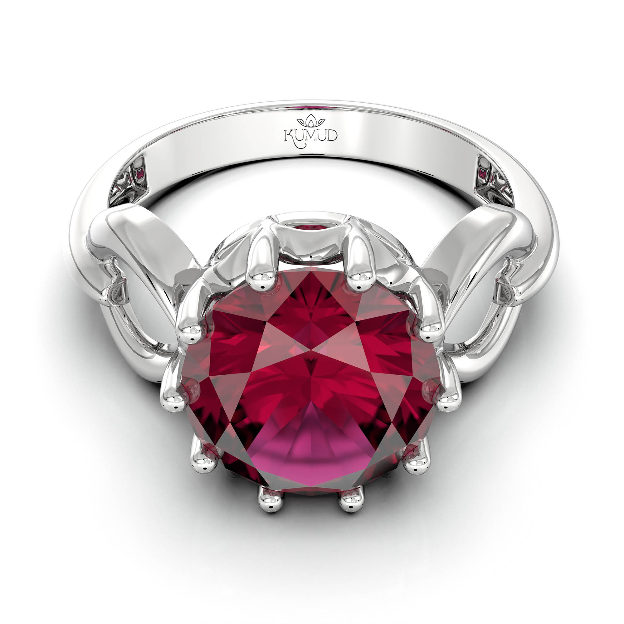 Ruby (Manik) Ring for Women in 925 Sterling Silver – Oval 9x8 mm, Prong Setting, 1.8 g (Design KF-3) thumbnail