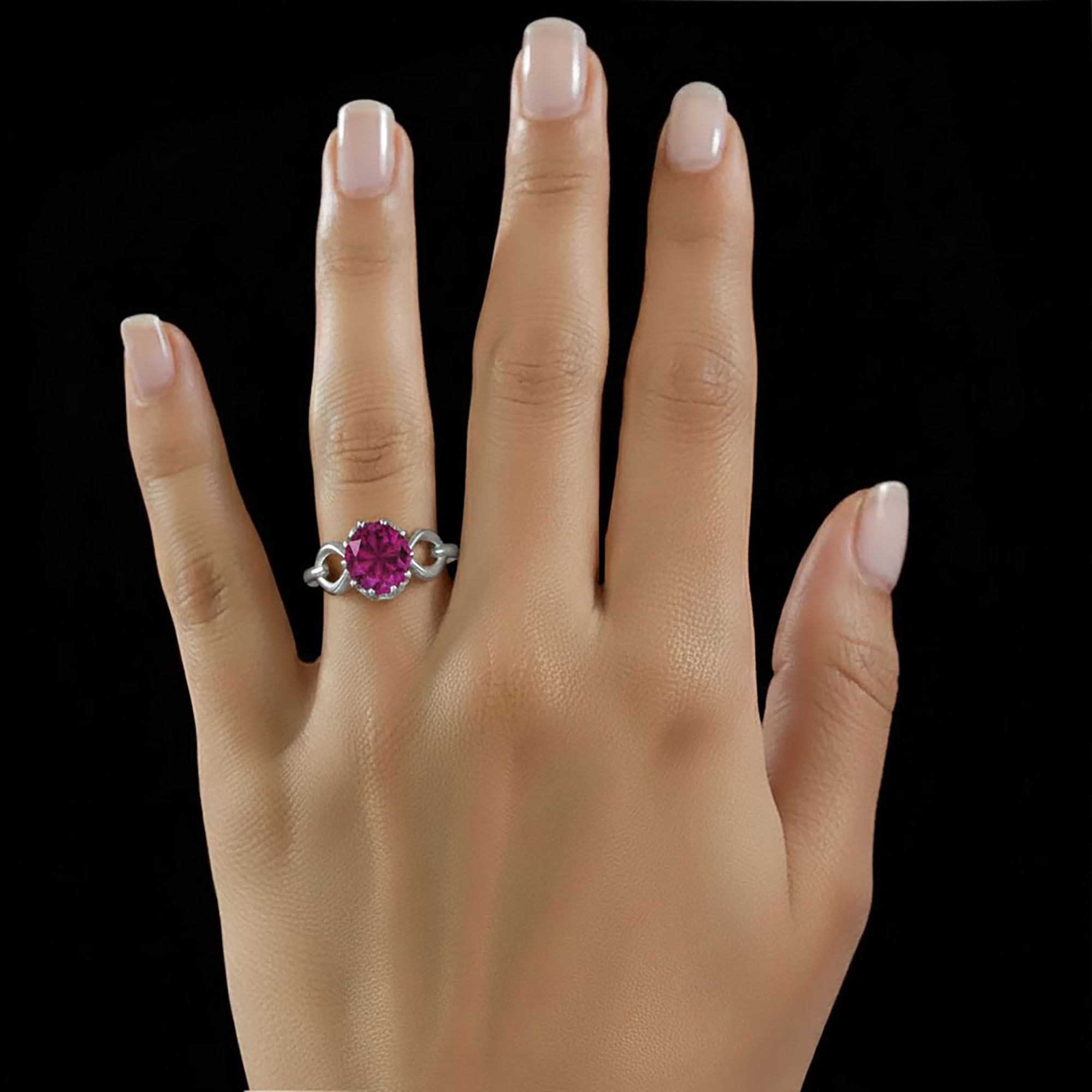 Ruby (Manik) Ring for Women in 925 Sterling Silver – Oval 9x8 mm, Prong Setting, 1.8 g (Design KF-3) thumbnail