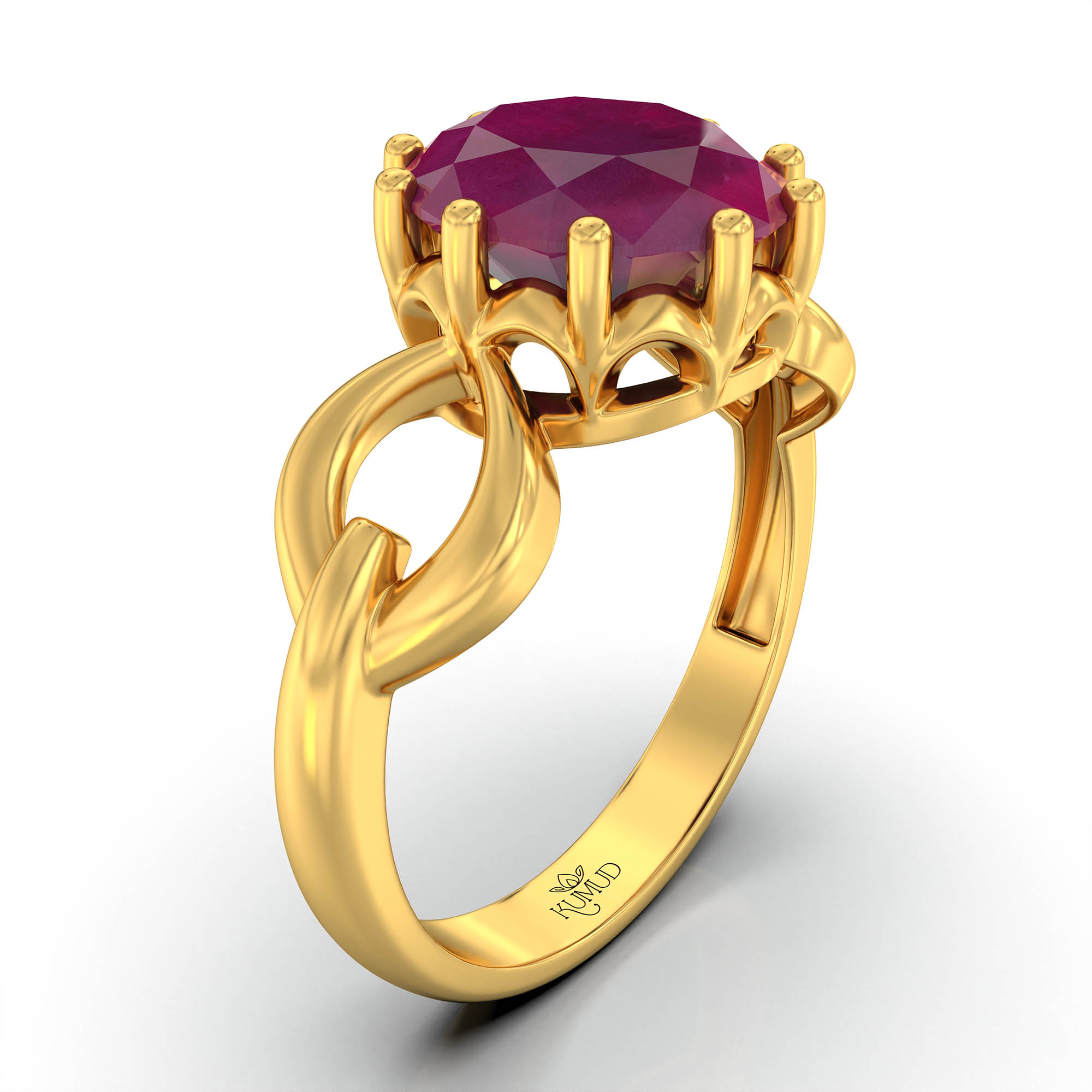 Ruby (Manik) Ring for Women in 22K Yellow Gold – Oval 9x8 mm, Prong Setting, 3 g (Design KF-3) thumbnail