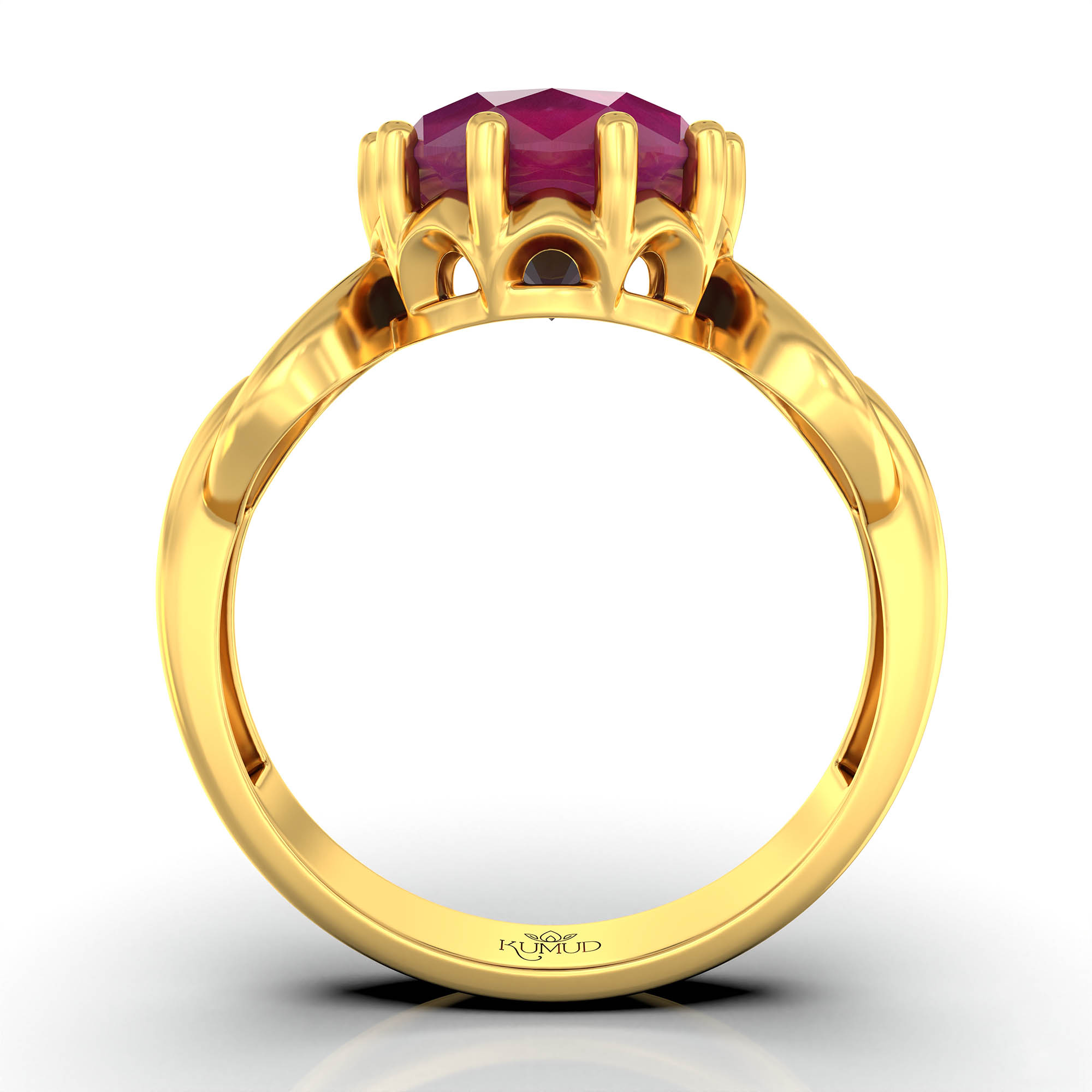Ruby (Manik) Ring for Women in 22K Yellow Gold – Oval 9x8 mm, Prong Setting, 3 g (Design KF-3) thumbnail
