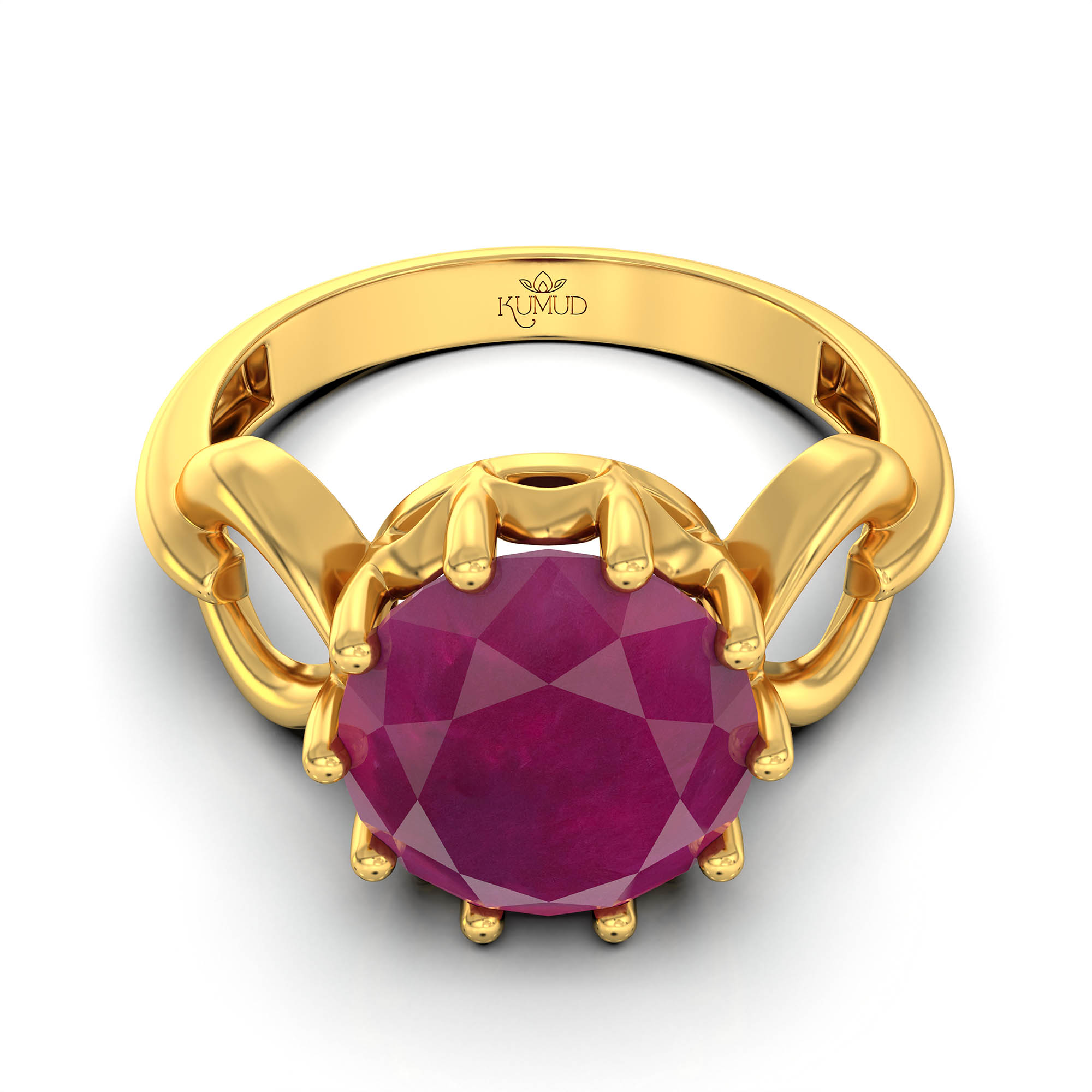 Ruby (Manik) Ring for Women in 22K Yellow Gold – Oval 9x8 mm, Prong Setting, 3 g (Design KF-3) thumbnail