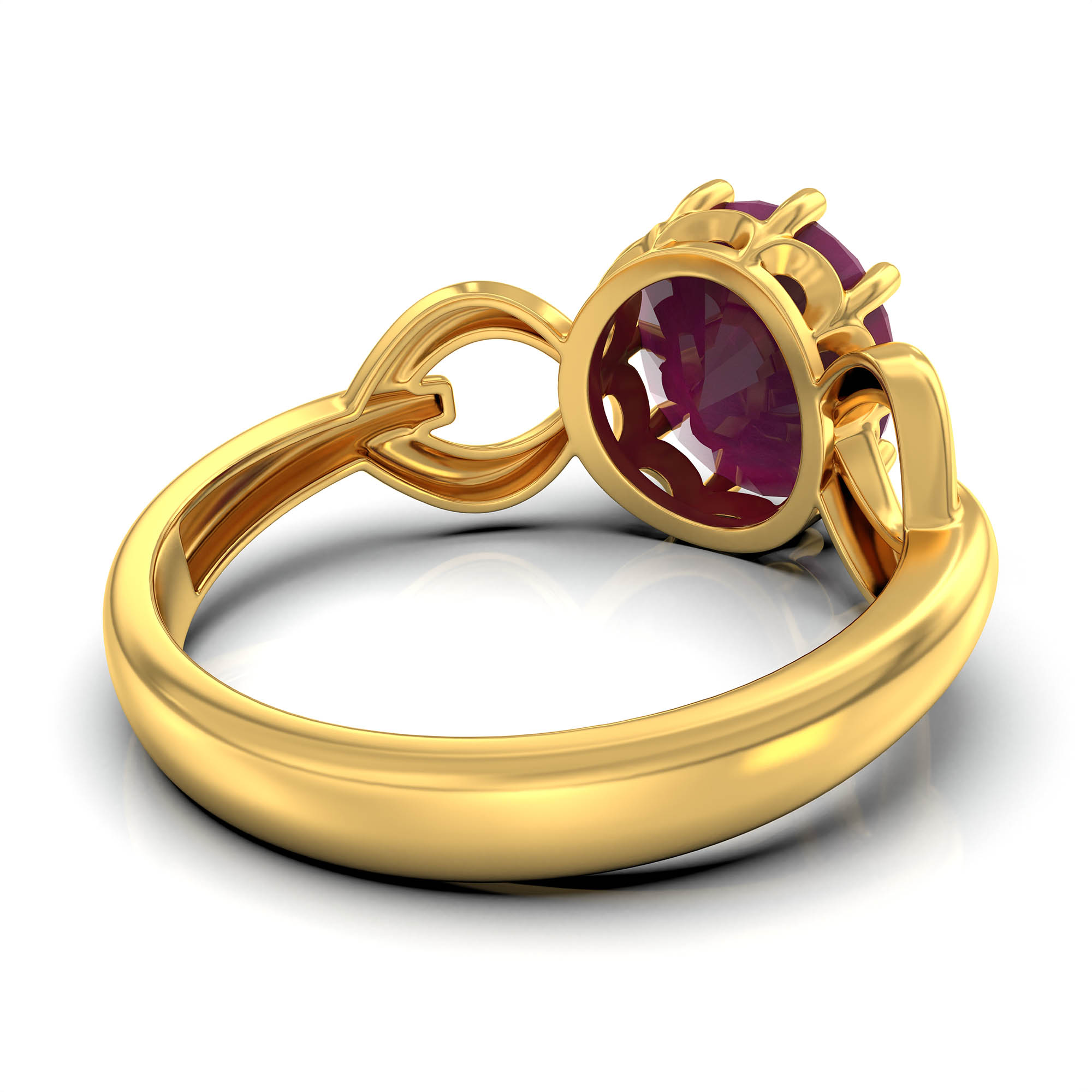 Ruby (Manik) Ring for Women in 22K Yellow Gold – Oval 9x8 mm, Prong Setting, 3 g (Design KF-3) thumbnail
