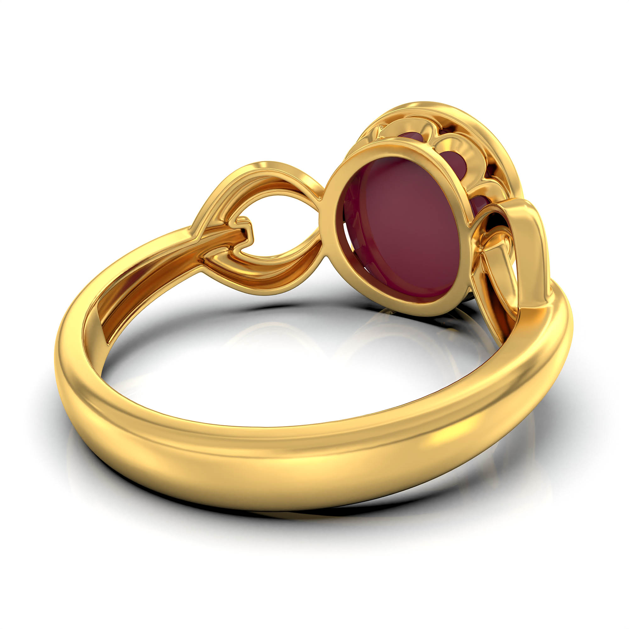 Ruby (Manik) Ring for Women in 22K Yellow Gold – Oval Cabochon 9x8 mm, Bezel Setting, 3 g (Design KF-3) thumbnail