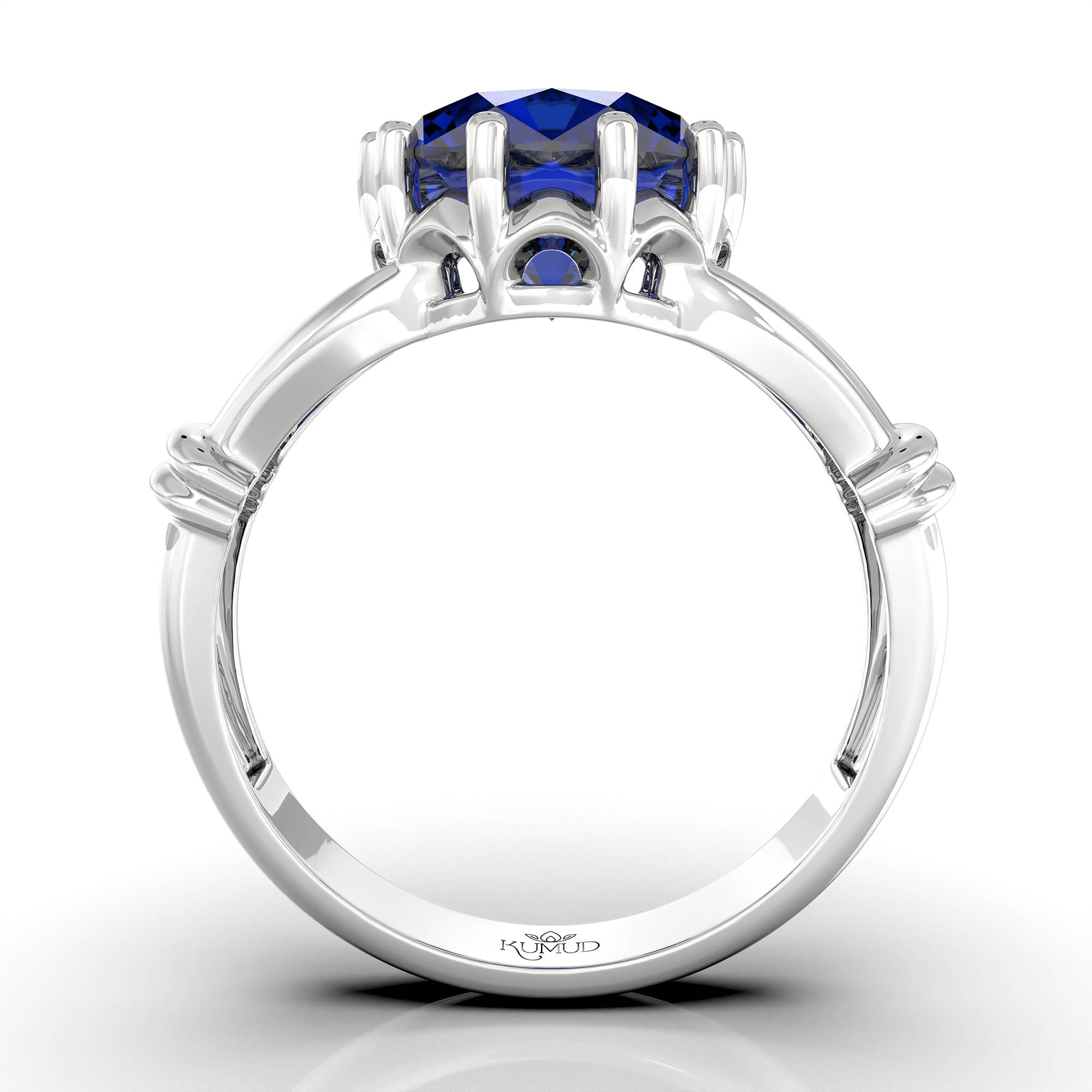 Blue Sapphire (Neelam) Ring for Women in 18K White Gold – Oval 9x8 mm, Prong Setting, 3 g (Design KF-4) thumbnail