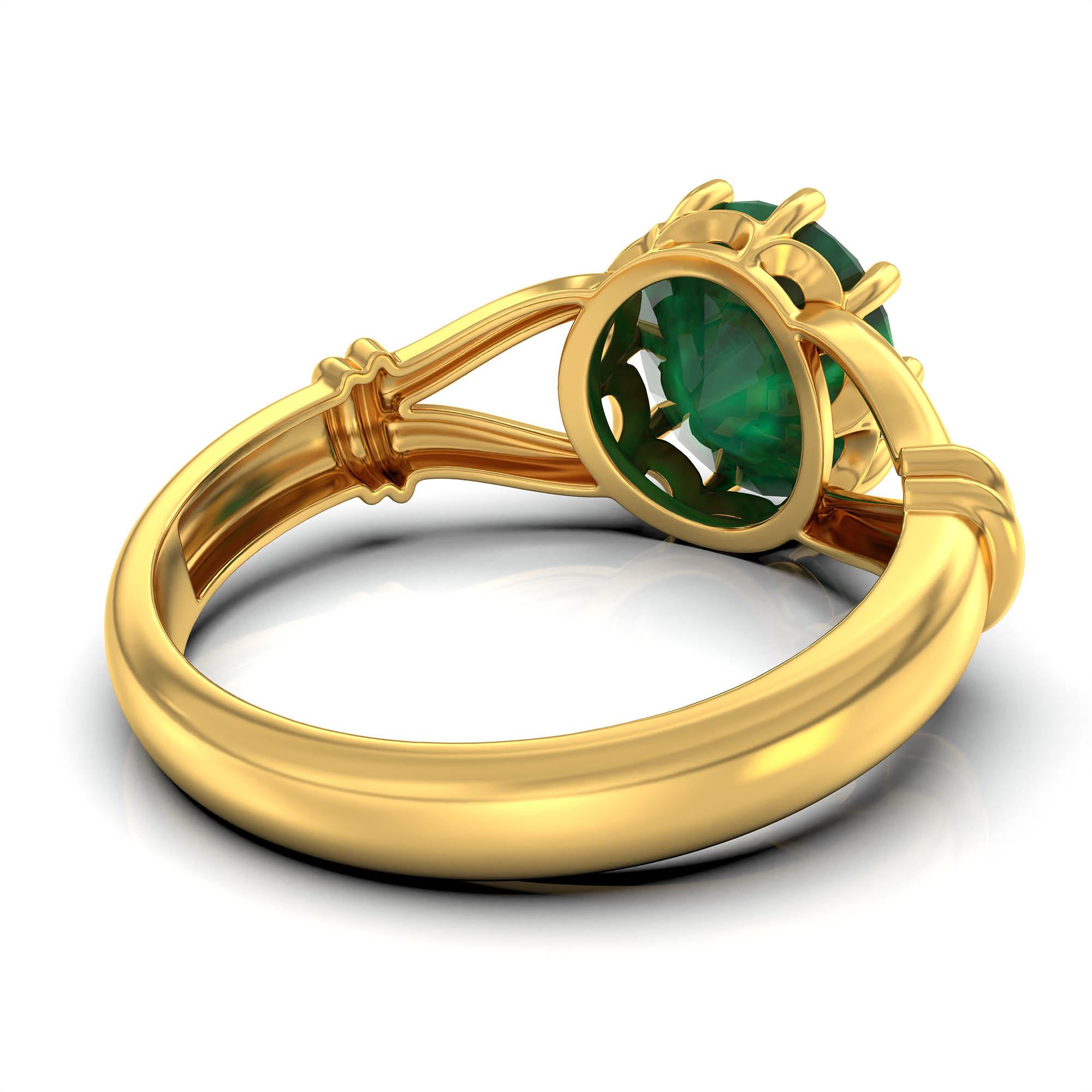 Emerald (Panna) Ring for Women in 22K Yellow Gold – Oval 9x8 mm, Prong Setting, 3 g (Design KF-4) thumbnail
