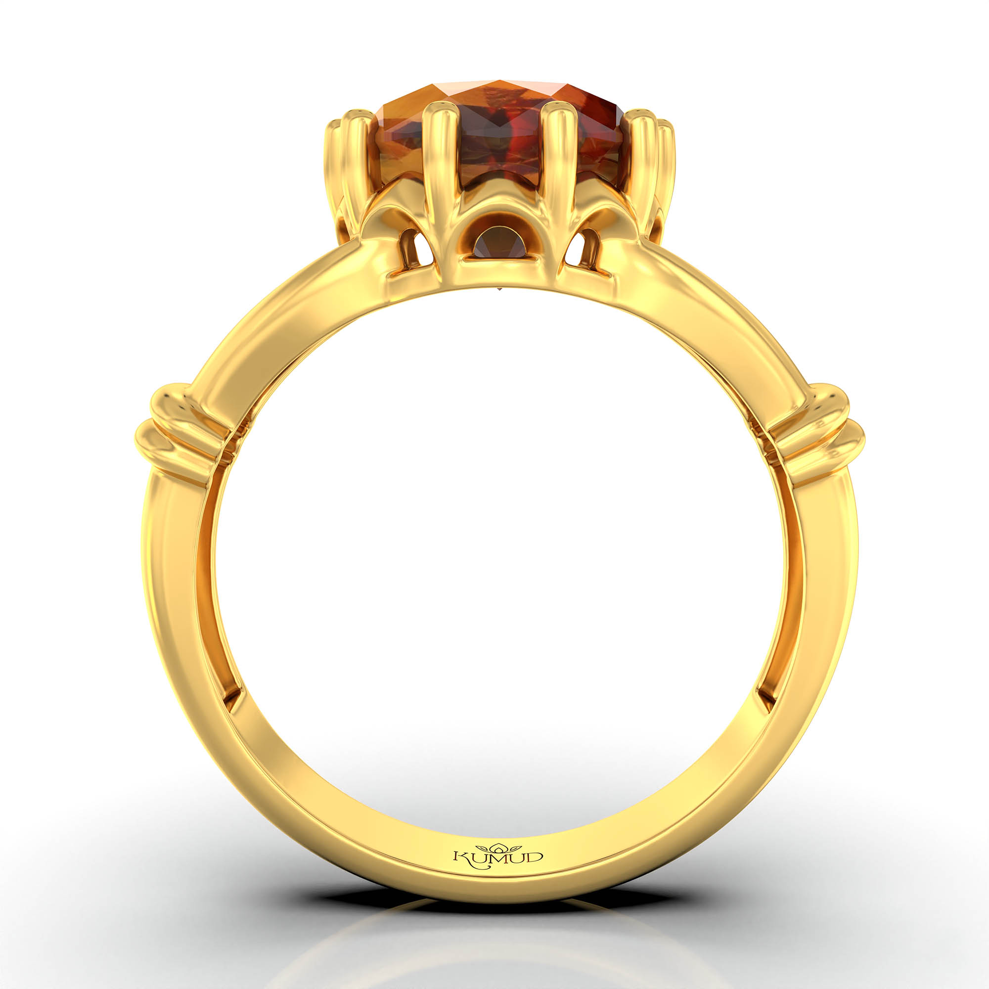 Hessonite (Gomed) Ring for Women in 22K Yellow Gold – Oval 9x8 mm, Prong Setting, 3 g (Design KF-4) thumbnail