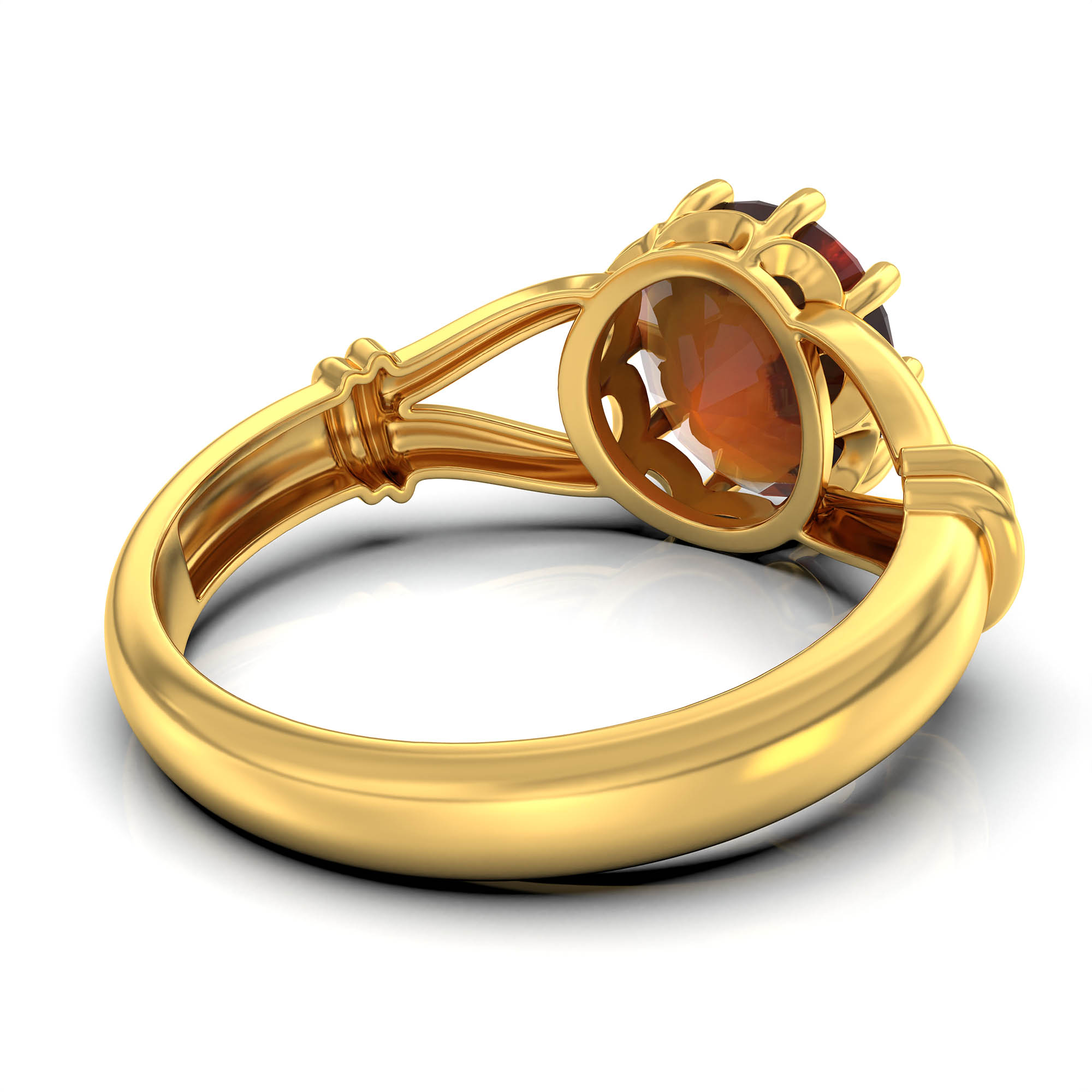 Hessonite (Gomed) Ring for Women in 22K Yellow Gold – Oval 9x8 mm, Prong Setting, 3 g (Design KF-4) thumbnail