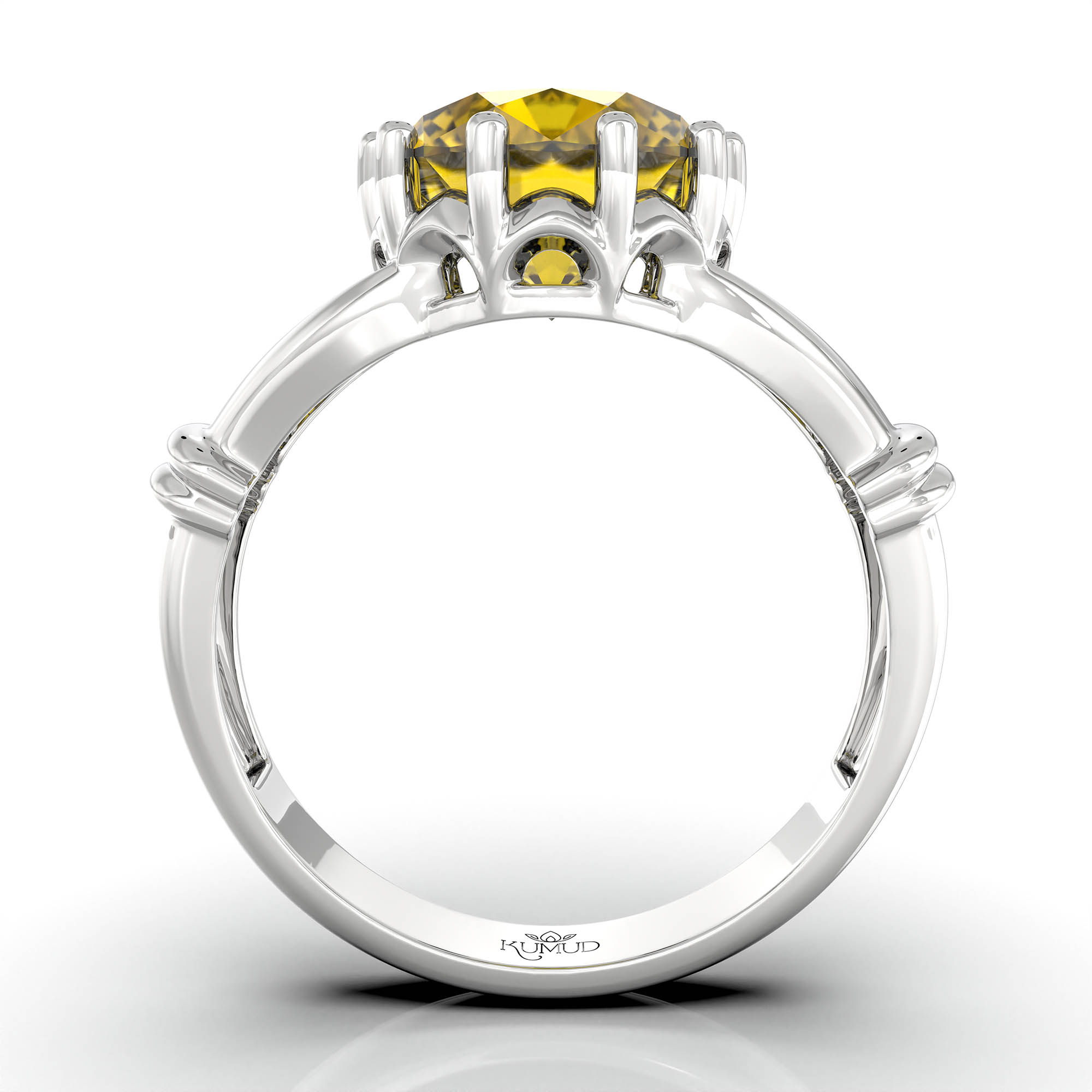 Yellow Sapphire (Pukhraj) Ring for Women in 925 Sterling Silver – Oval 9x8 mm, Prong Setting, 1.8 g (Design KF-4) thumbnail