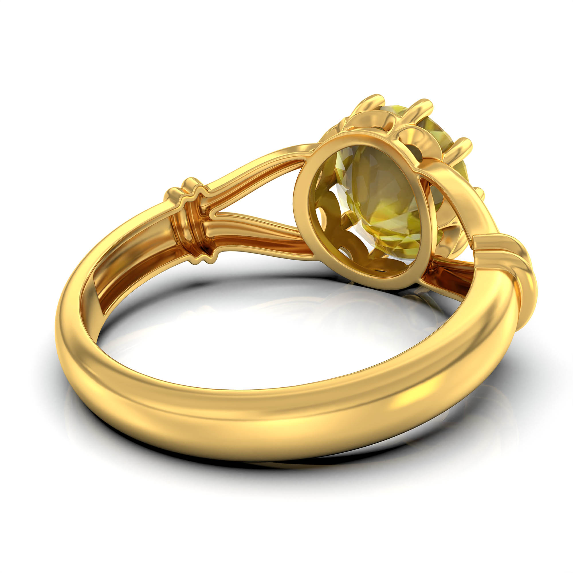 Yellow Sapphire (Pukhraj) Ring for Women in 22K Yellow Gold – Oval 9x8 mm, Prong Setting, 3 g (Design KF-4) thumbnail